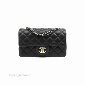 Chanel Quilted Mini Rectangular Lambskin Black Gold Hardware