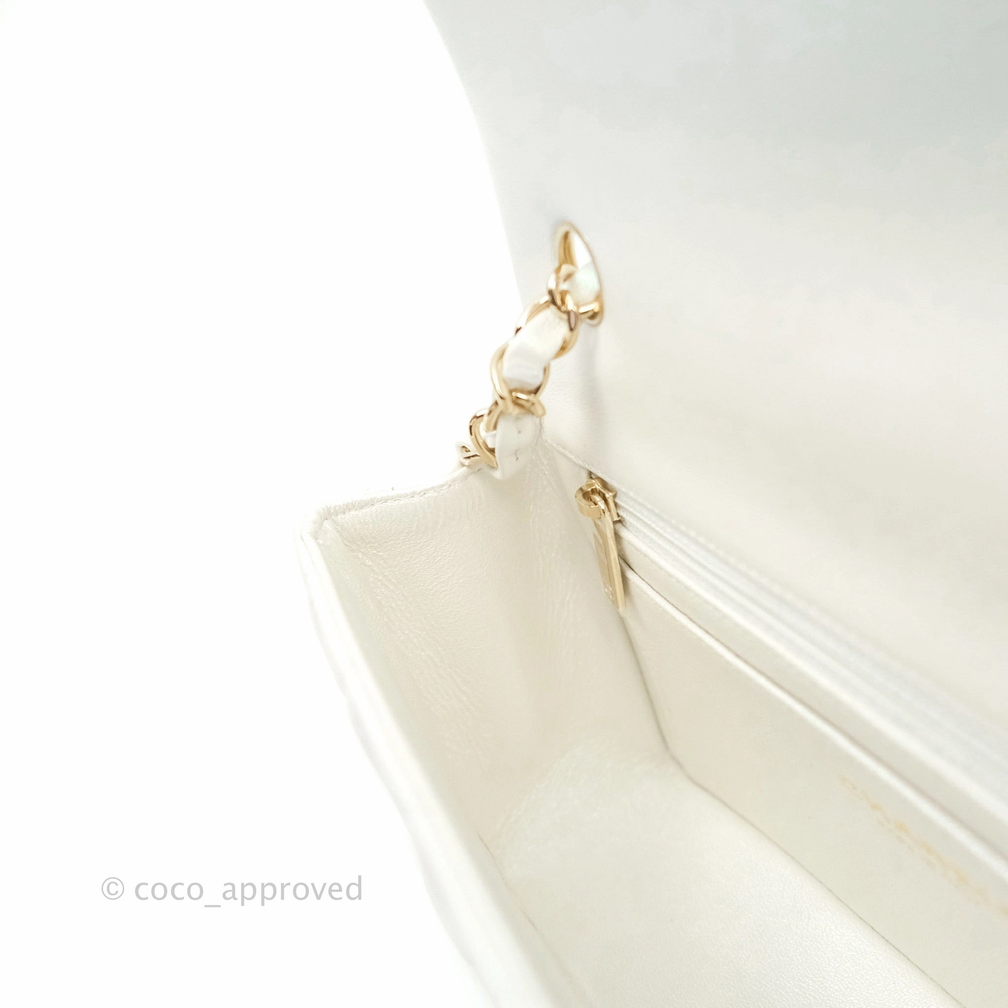 Chanel Quilted Mini Rectangular Lambskin Iridescent White Gold Hardware