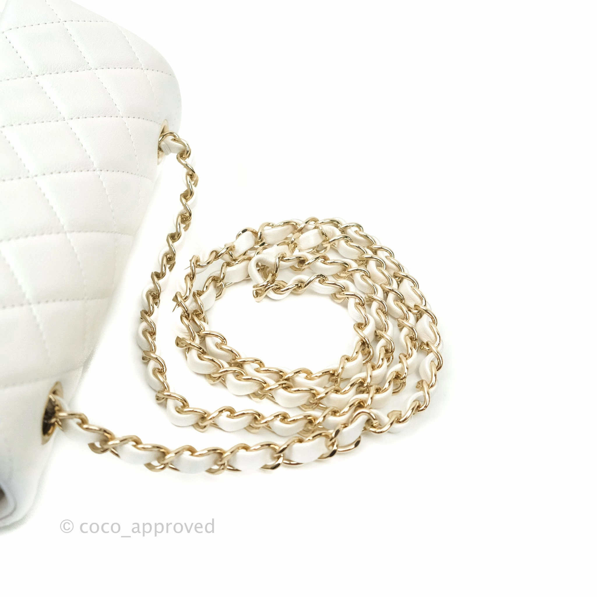 Chanel Quilted Mini Rectangular Lambskin Iridescent White Gold Hardware