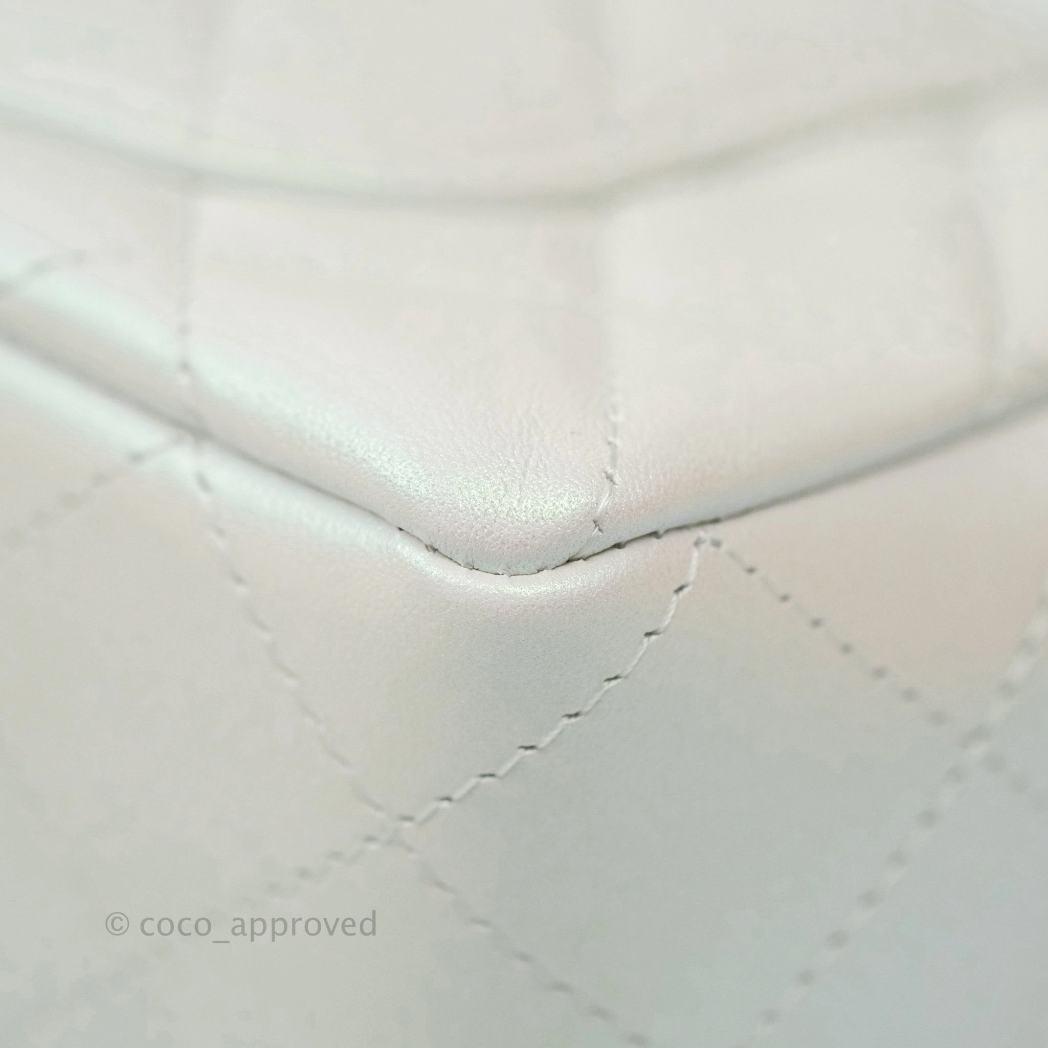 Chanel Quilted Mini Rectangular Lambskin Iridescent White Gold Hardware
