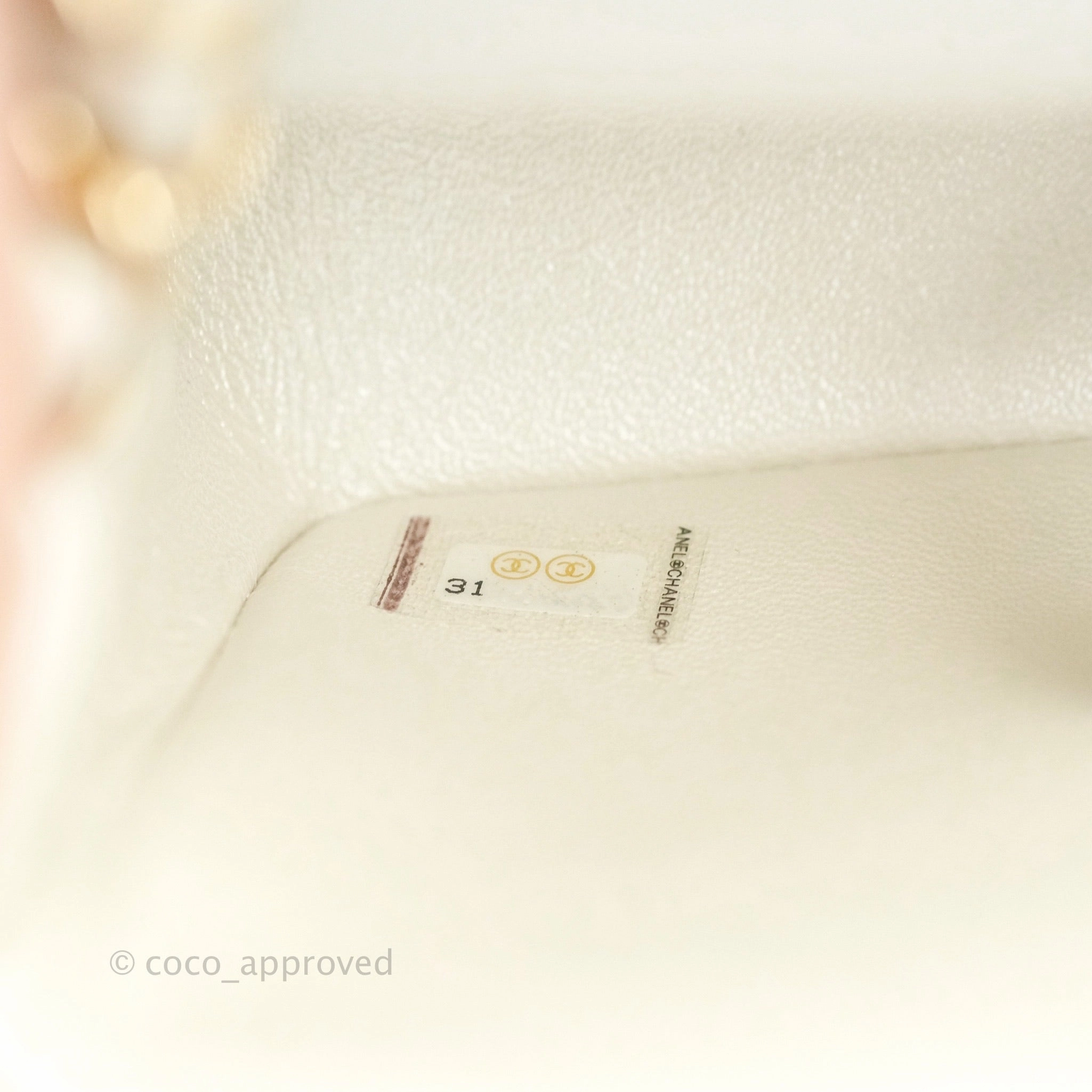 Chanel Quilted Mini Rectangular Lambskin Iridescent White Gold Hardware