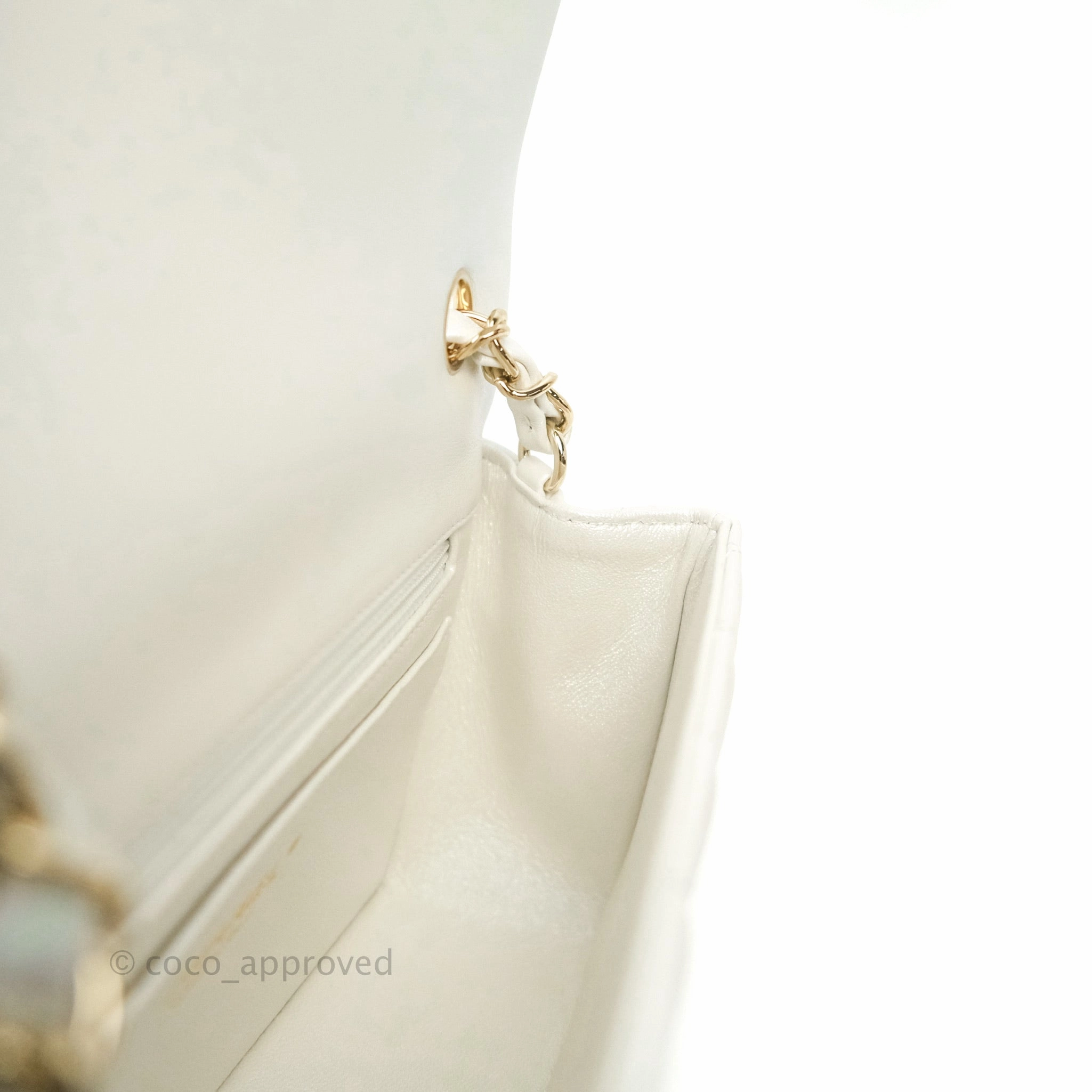 Chanel Quilted Mini Rectangular Lambskin Iridescent White Gold Hardware