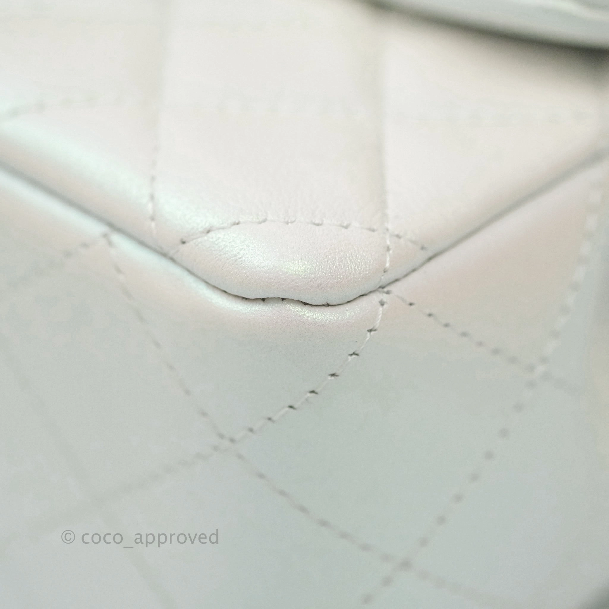 Chanel Quilted Mini Rectangular Lambskin Iridescent White Gold Hardware