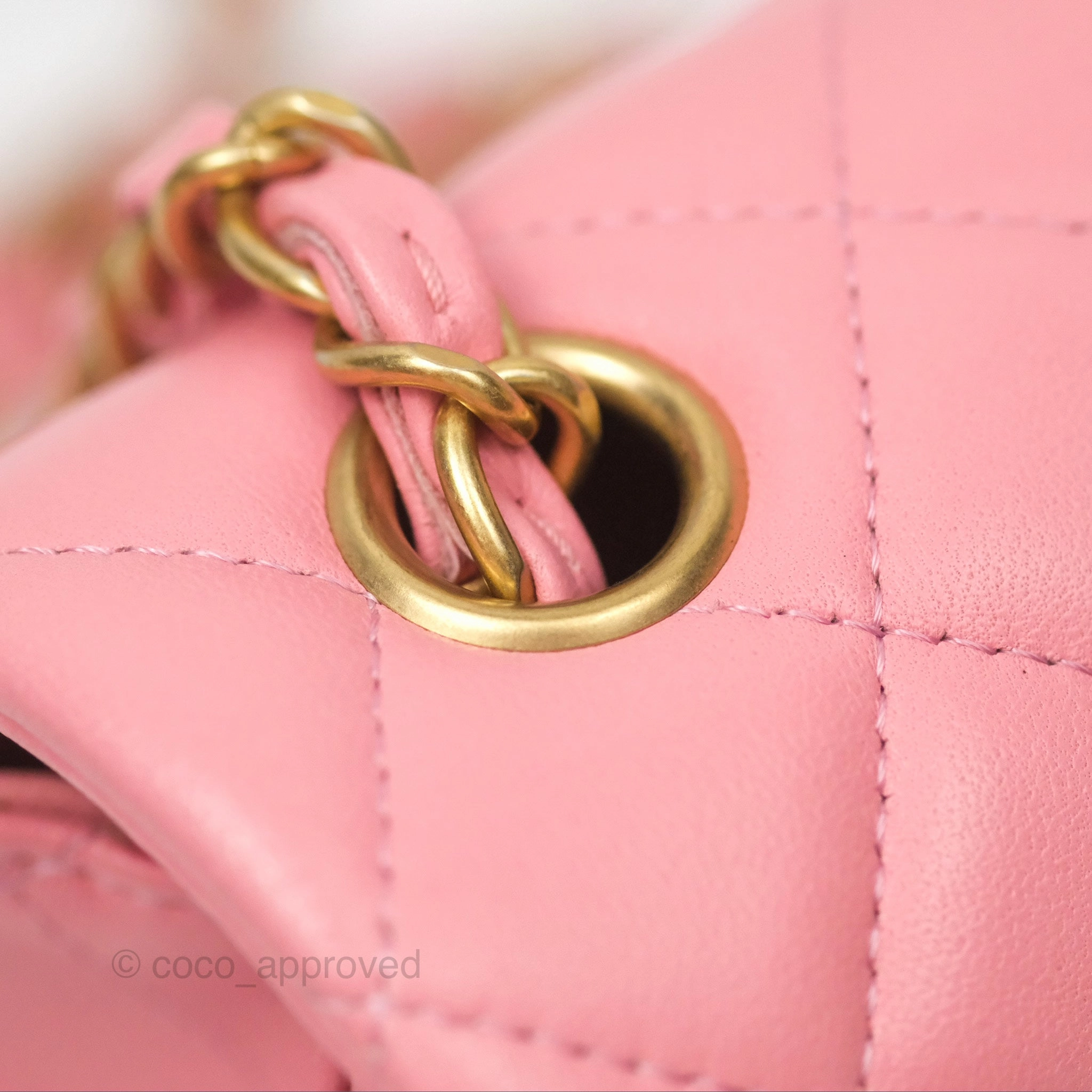 Chanel Quilted Mini Rectangular Pink Lambskin Gold Hardware