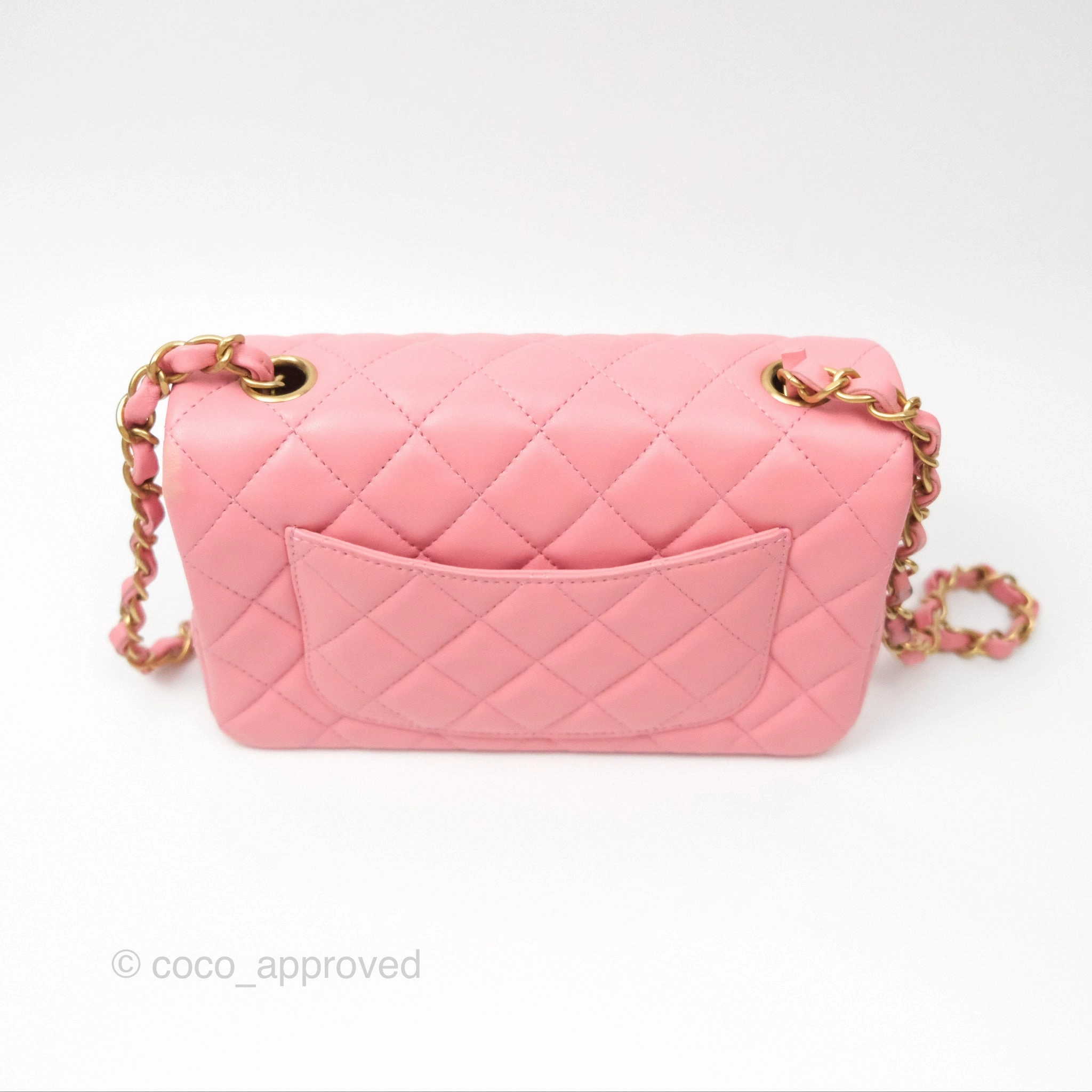 Chanel Quilted Mini Rectangular Pink Lambskin Gold Hardware