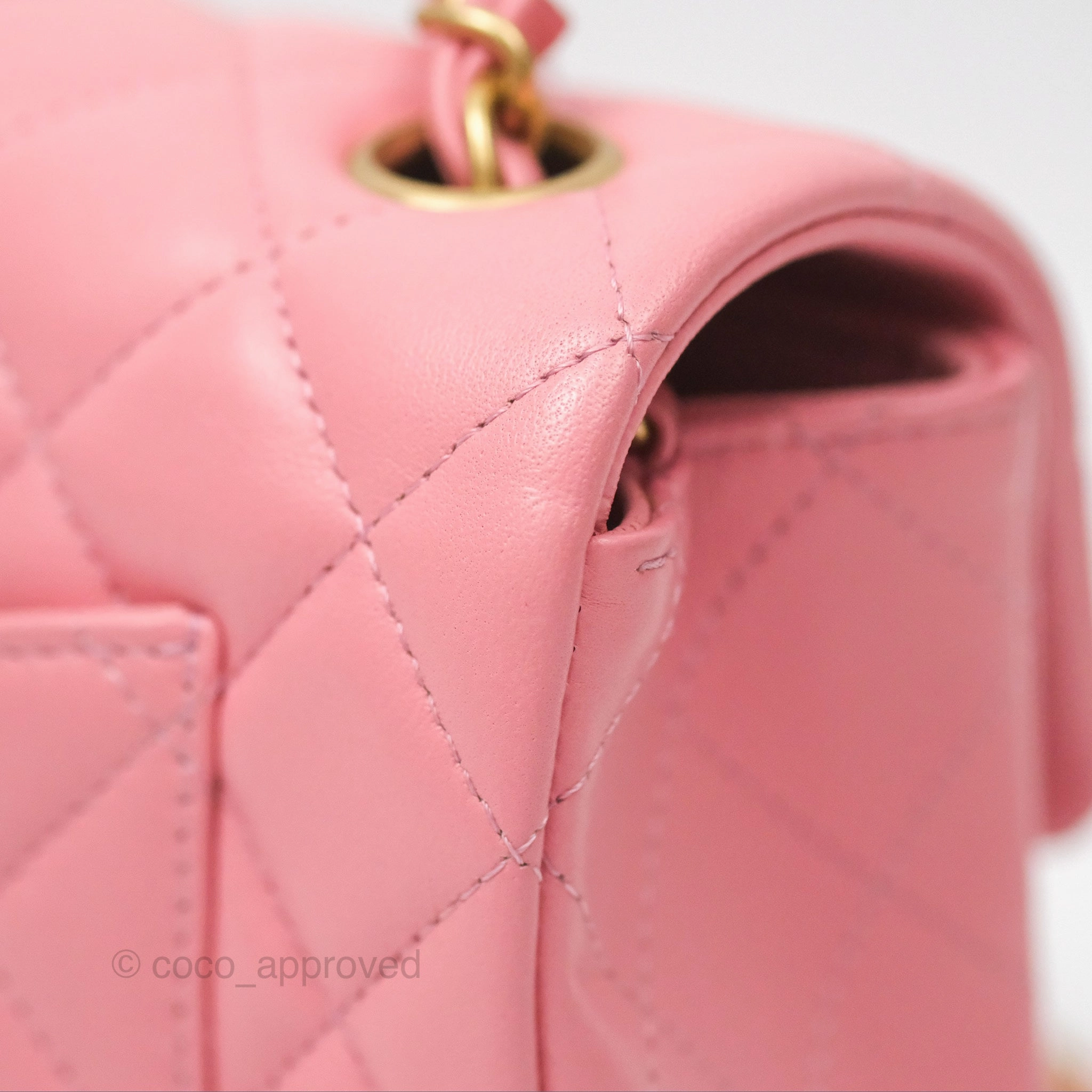 Chanel Quilted Mini Rectangular Pink Lambskin Gold Hardware