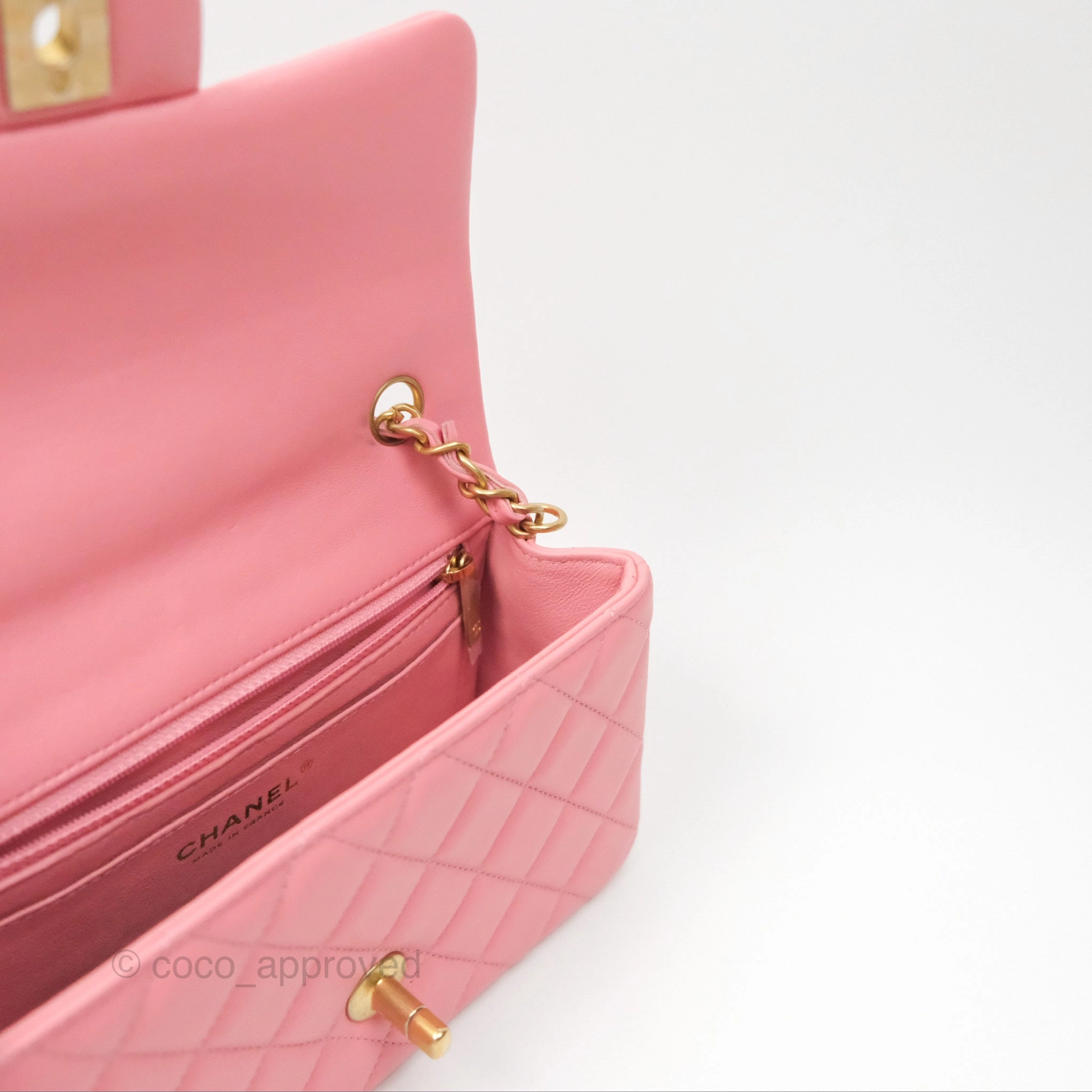 Chanel Quilted Mini Rectangular Pink Lambskin Gold Hardware