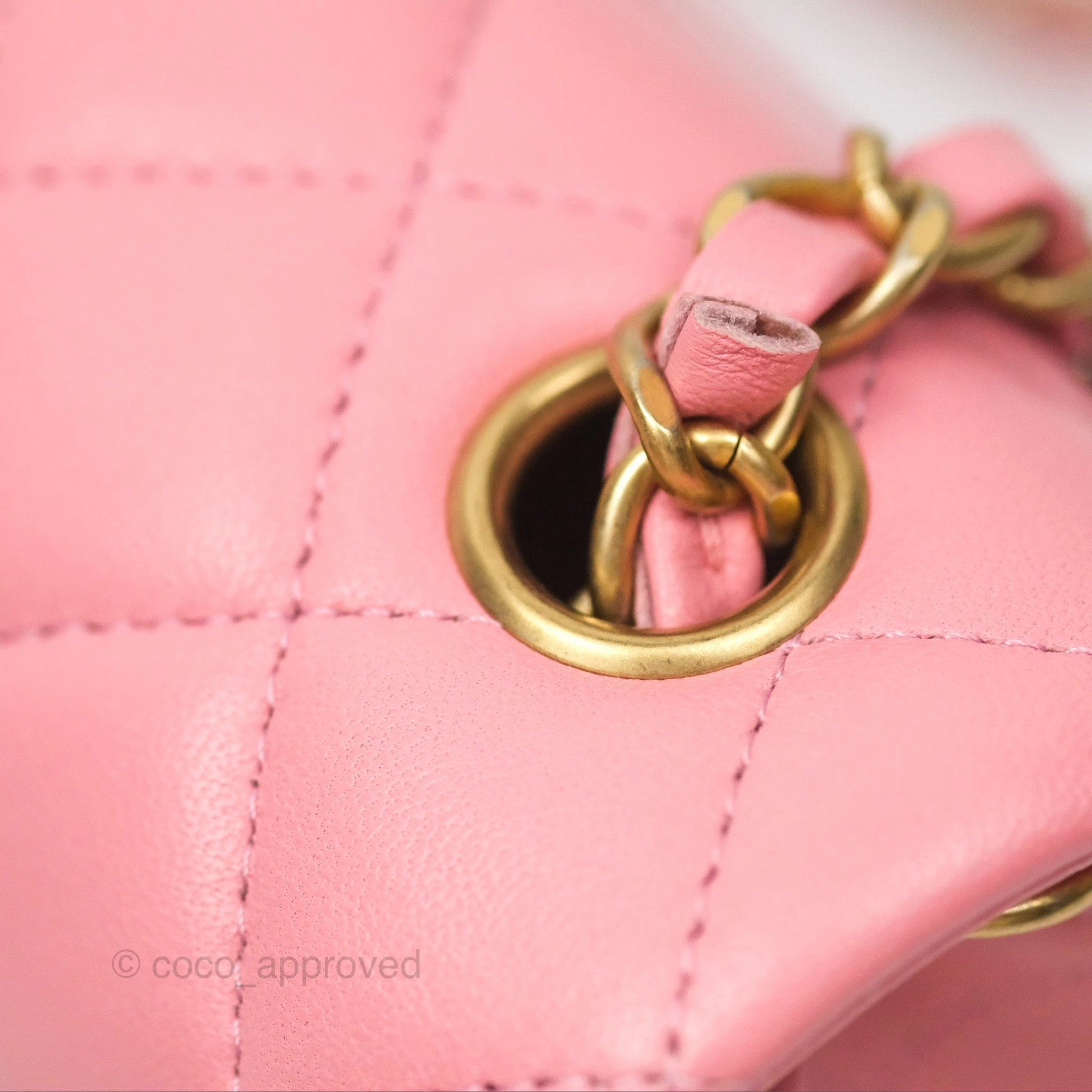 Chanel Quilted Mini Rectangular Pink Lambskin Gold Hardware