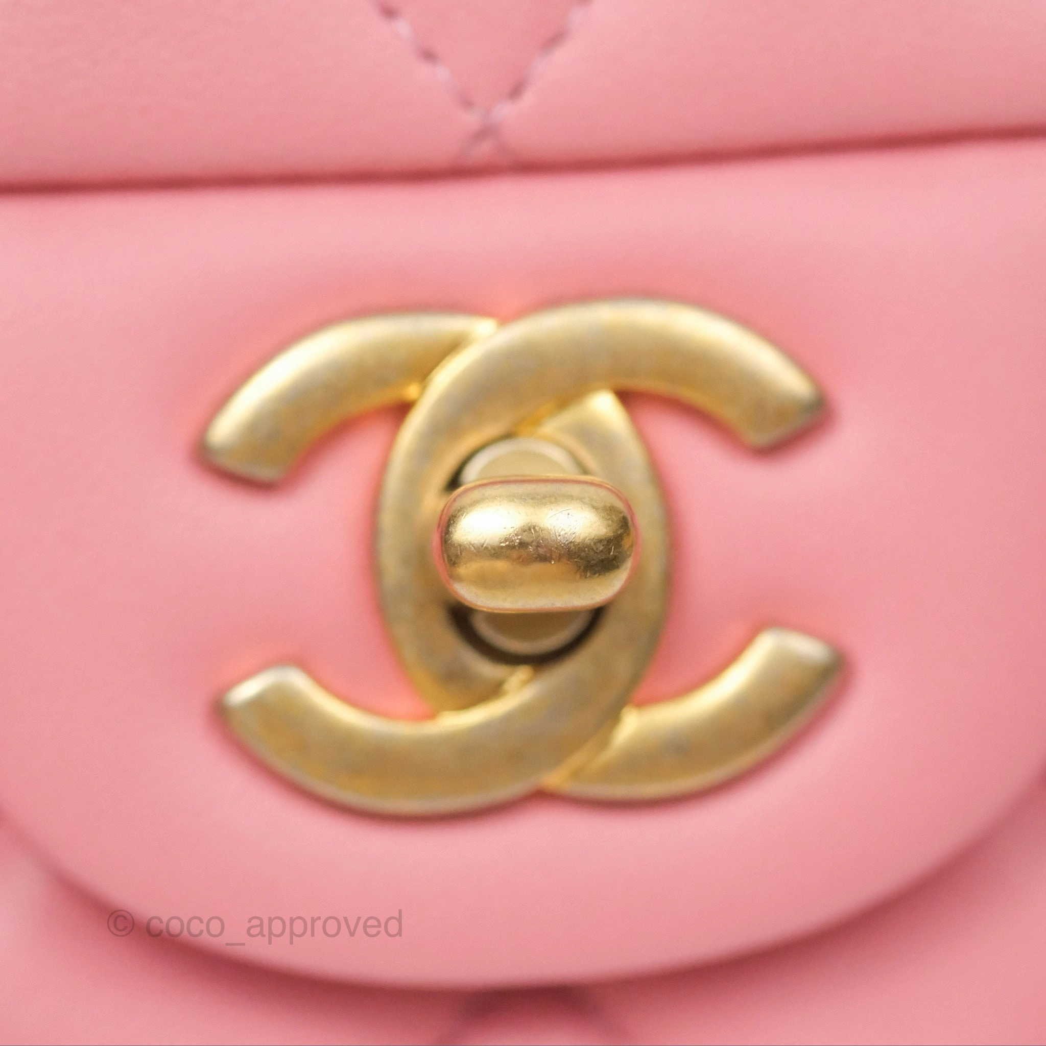 Chanel Quilted Mini Rectangular Pink Lambskin Gold Hardware