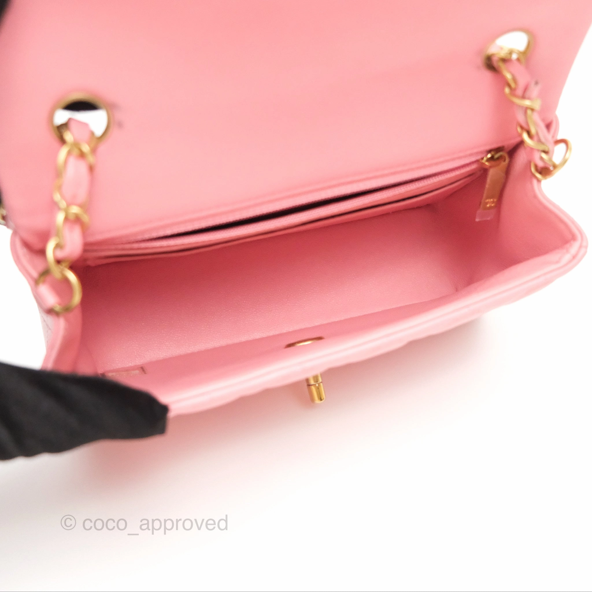 Chanel Quilted Mini Rectangular Pink Lambskin Gold Hardware