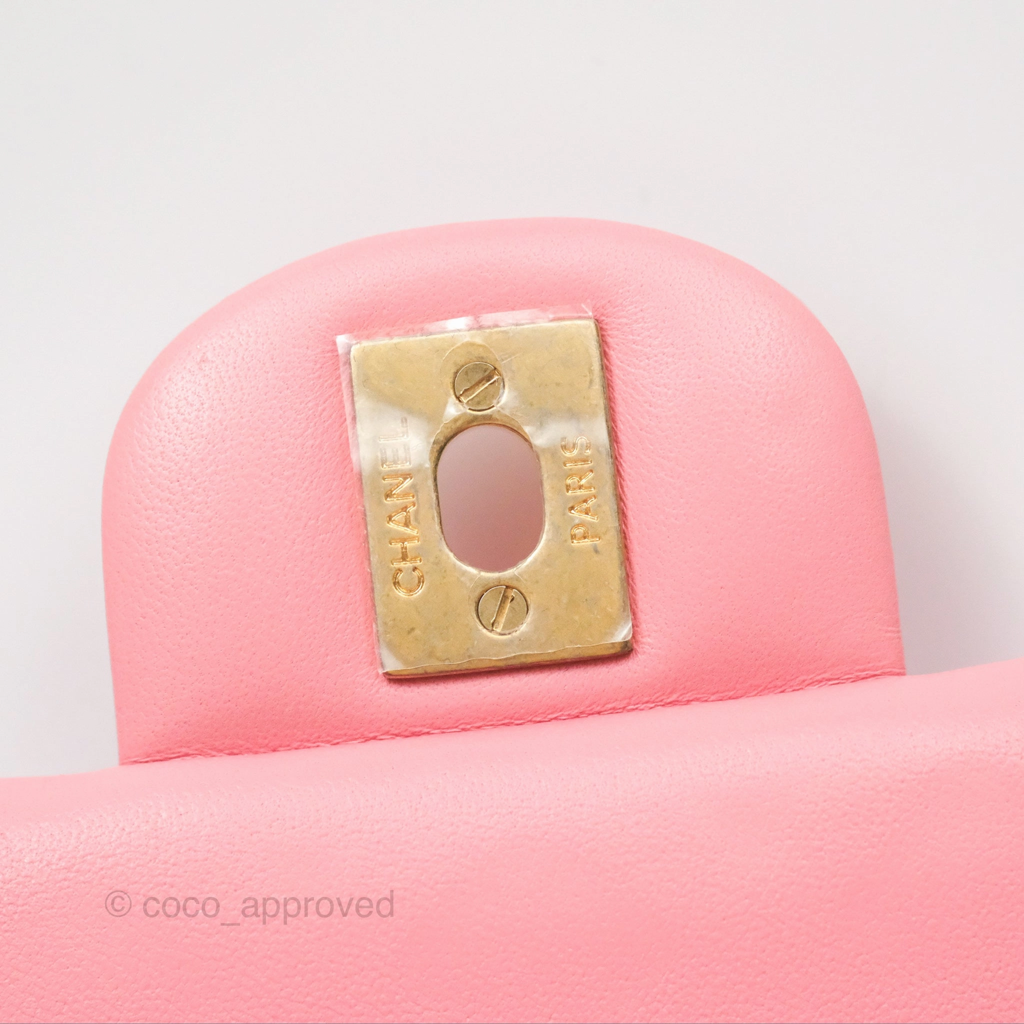 Chanel Quilted Mini Rectangular Pink Lambskin Gold Hardware