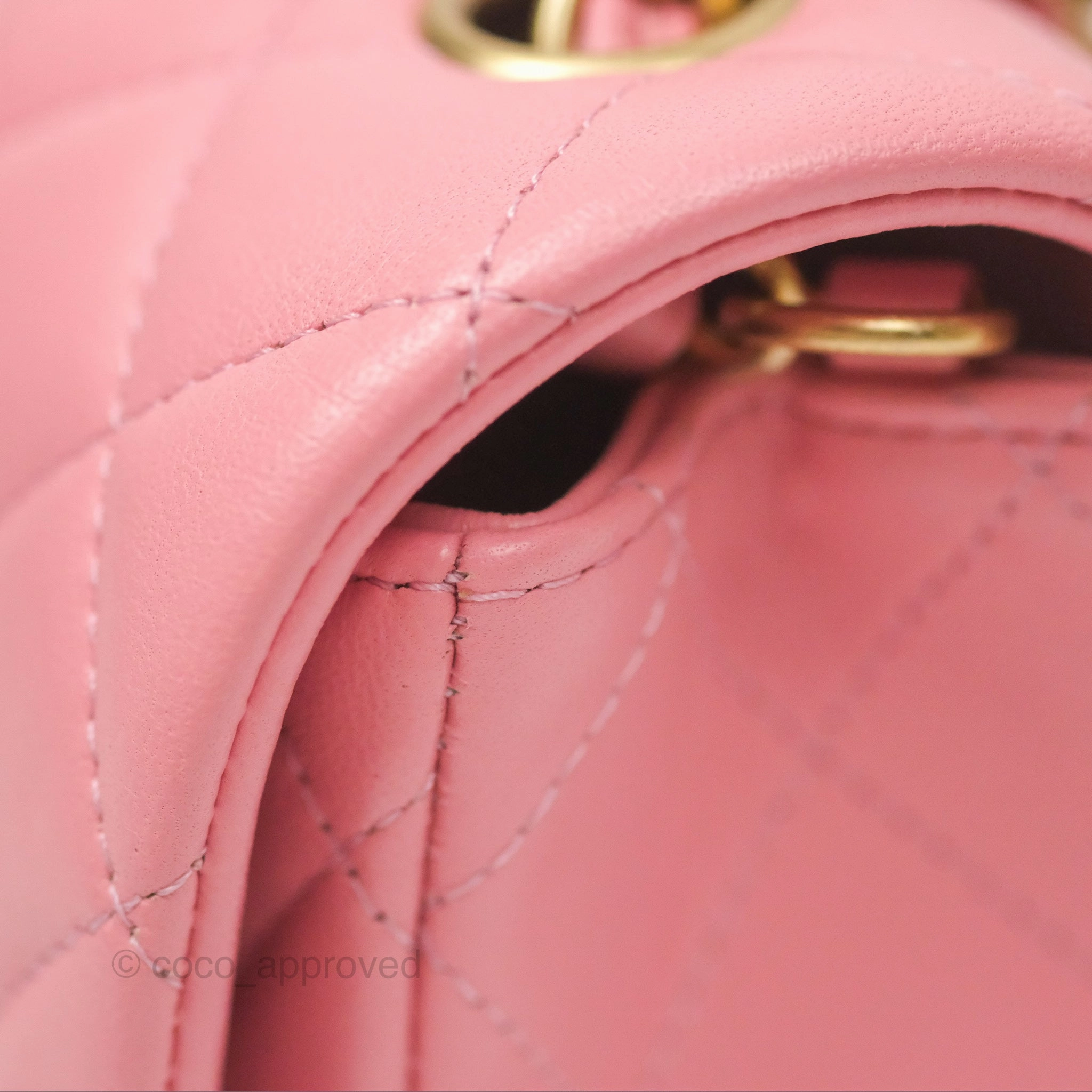 Chanel Quilted Mini Rectangular Pink Lambskin Gold Hardware