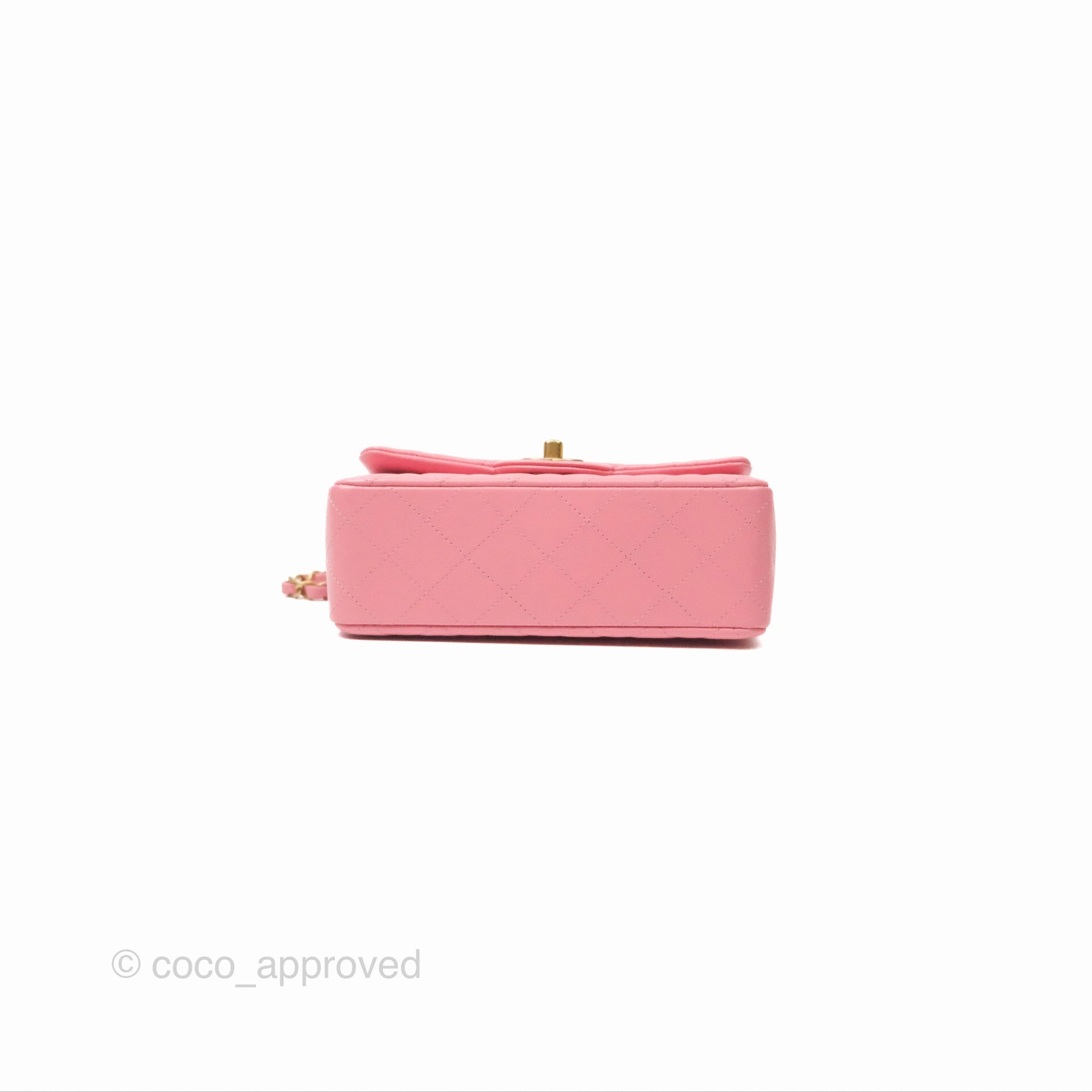 Chanel Quilted Mini Rectangular Pink Lambskin Gold Hardware