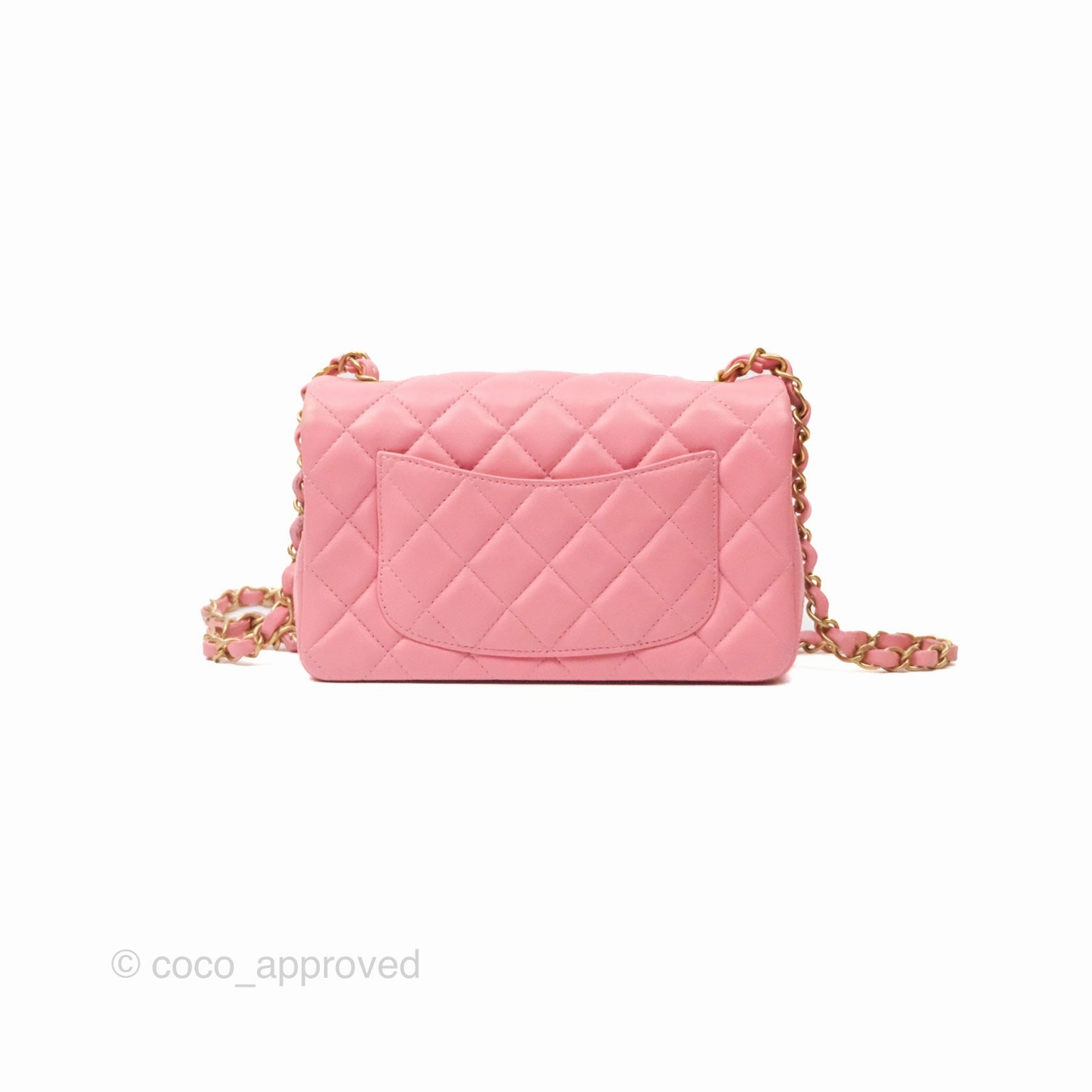 Chanel Quilted Mini Rectangular Pink Lambskin Gold Hardware