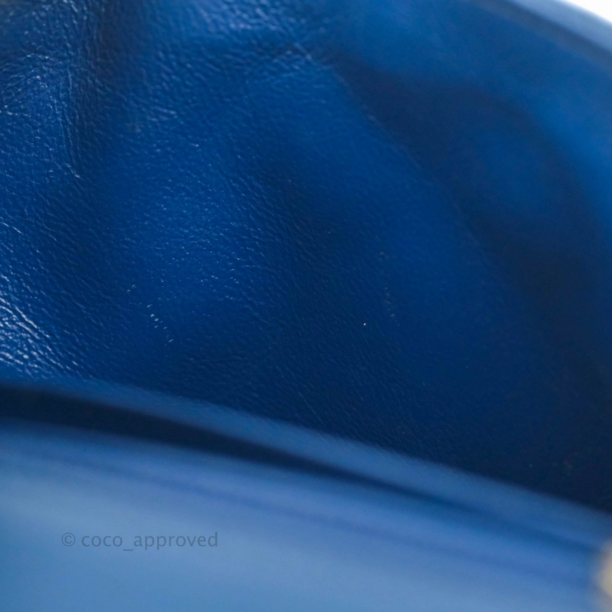 Chanel Quilted Mini Square Blue Lambskin Gold Hardware