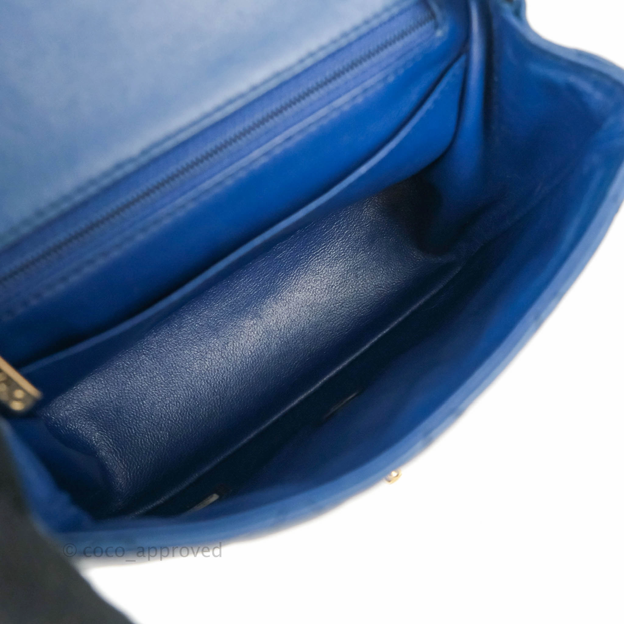 Chanel Quilted Mini Square Blue Lambskin Gold Hardware