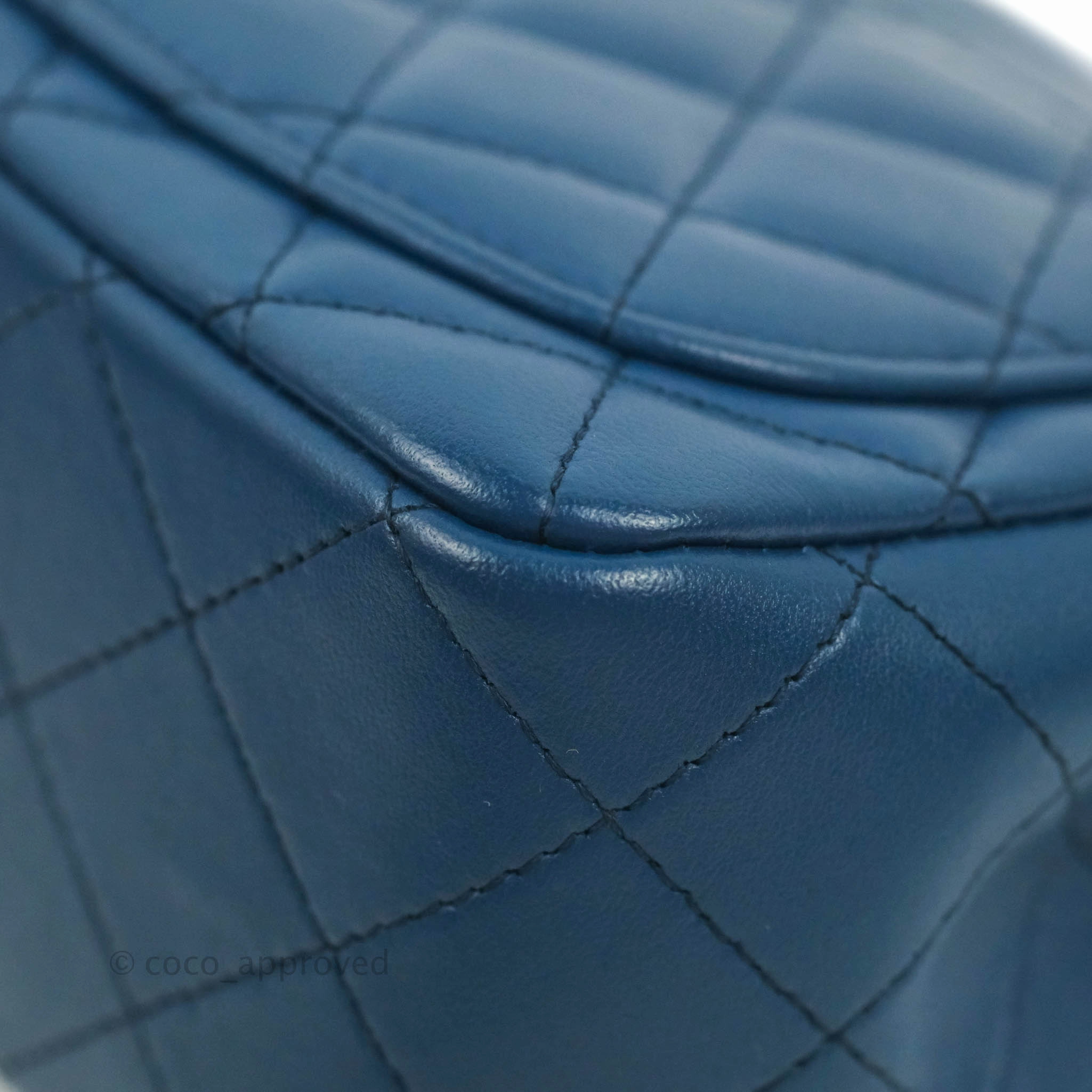 Chanel Quilted Mini Square Blue Lambskin Gold Hardware