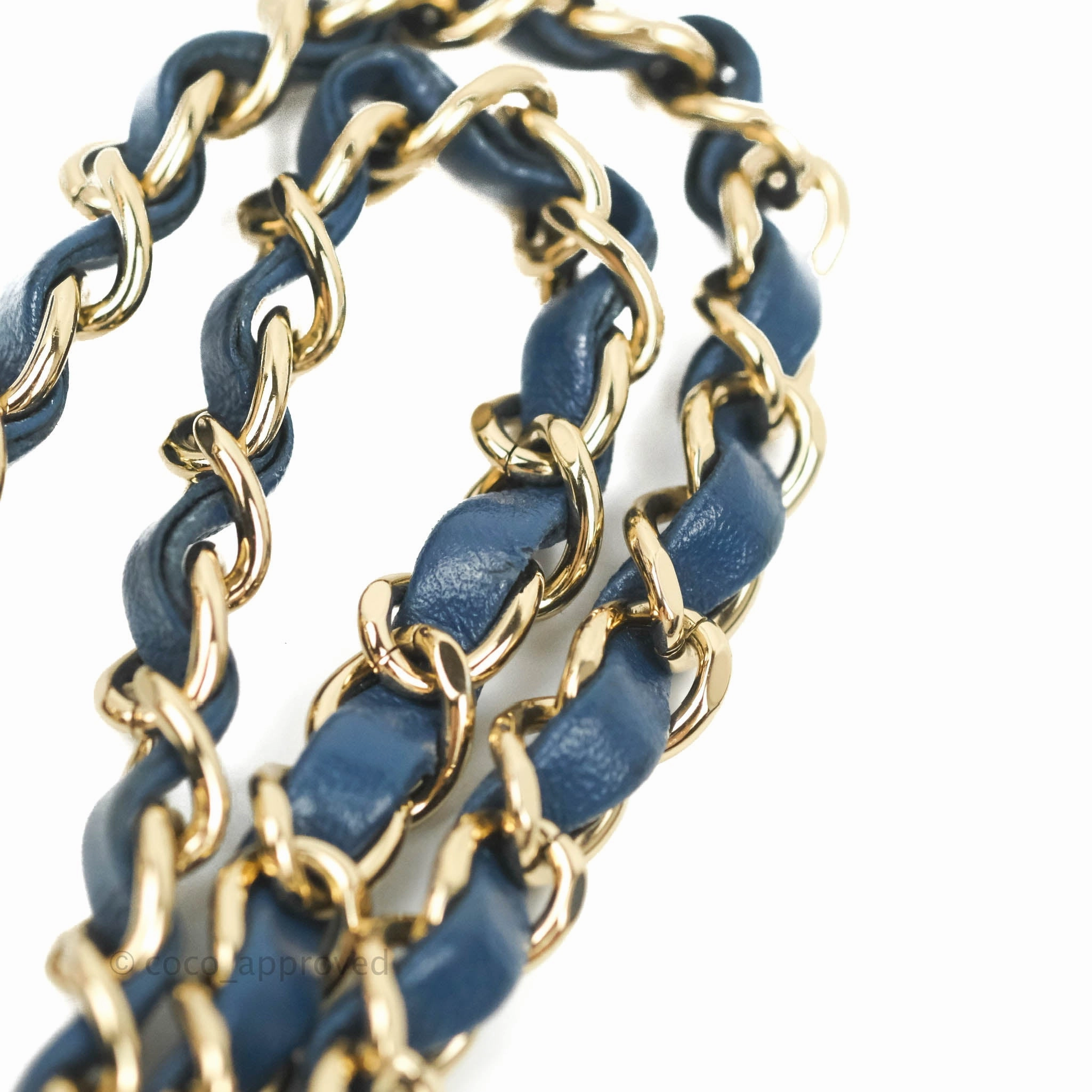 Chanel Quilted Mini Square Blue Lambskin Gold Hardware