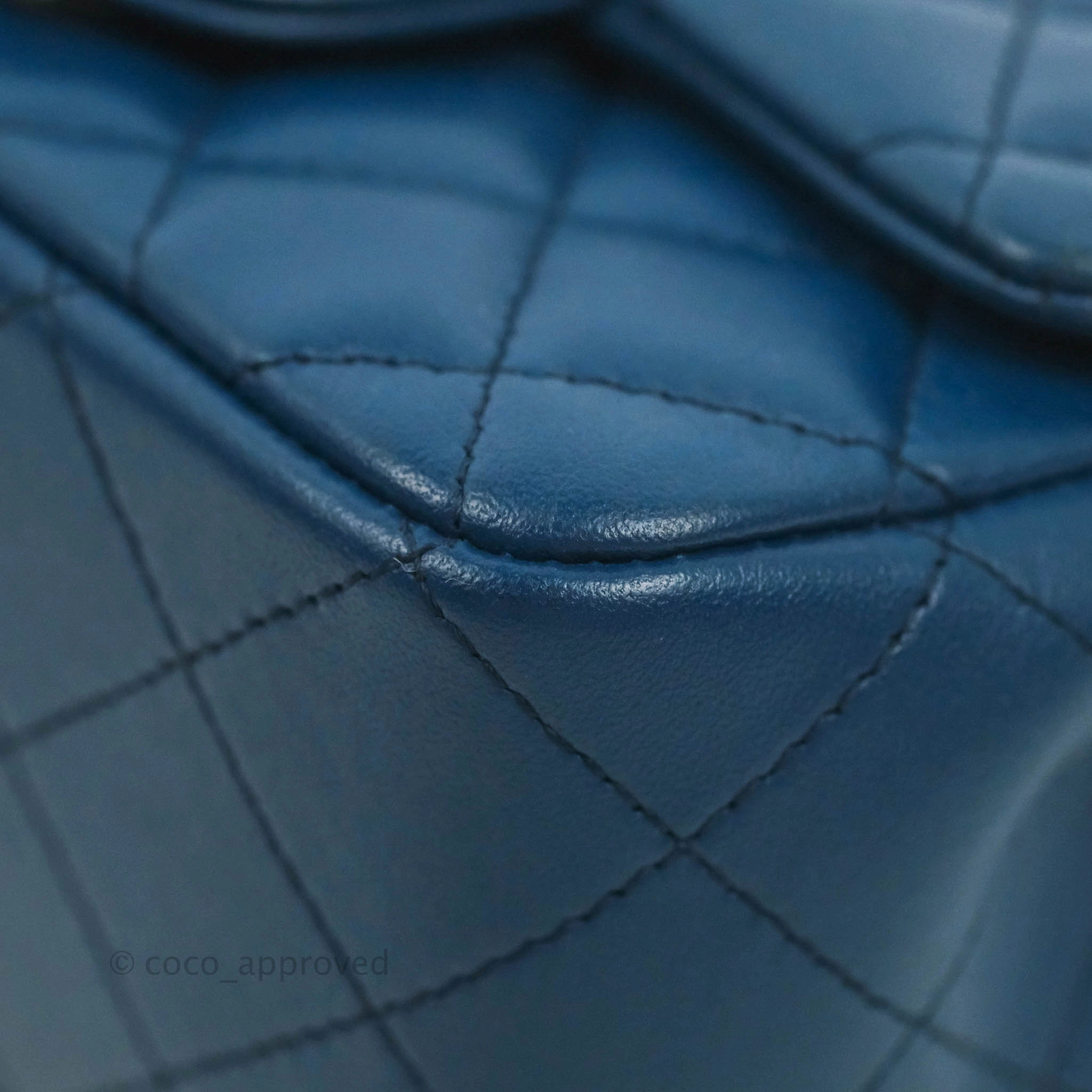 Chanel Quilted Mini Square Blue Lambskin Gold Hardware