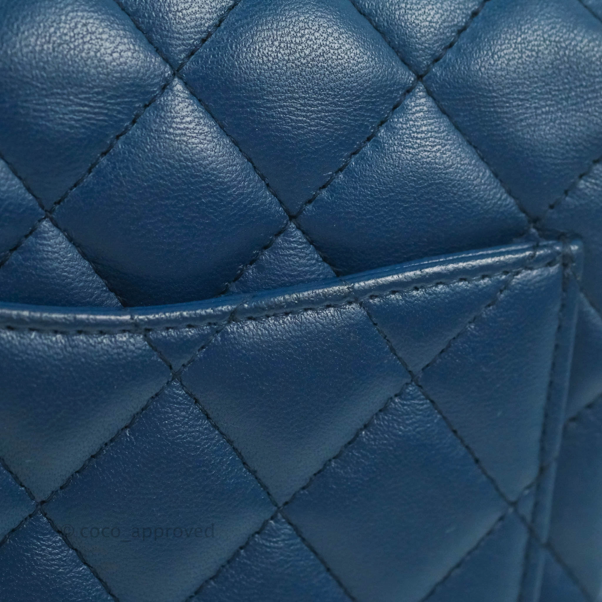 Chanel Quilted Mini Square Blue Lambskin Gold Hardware