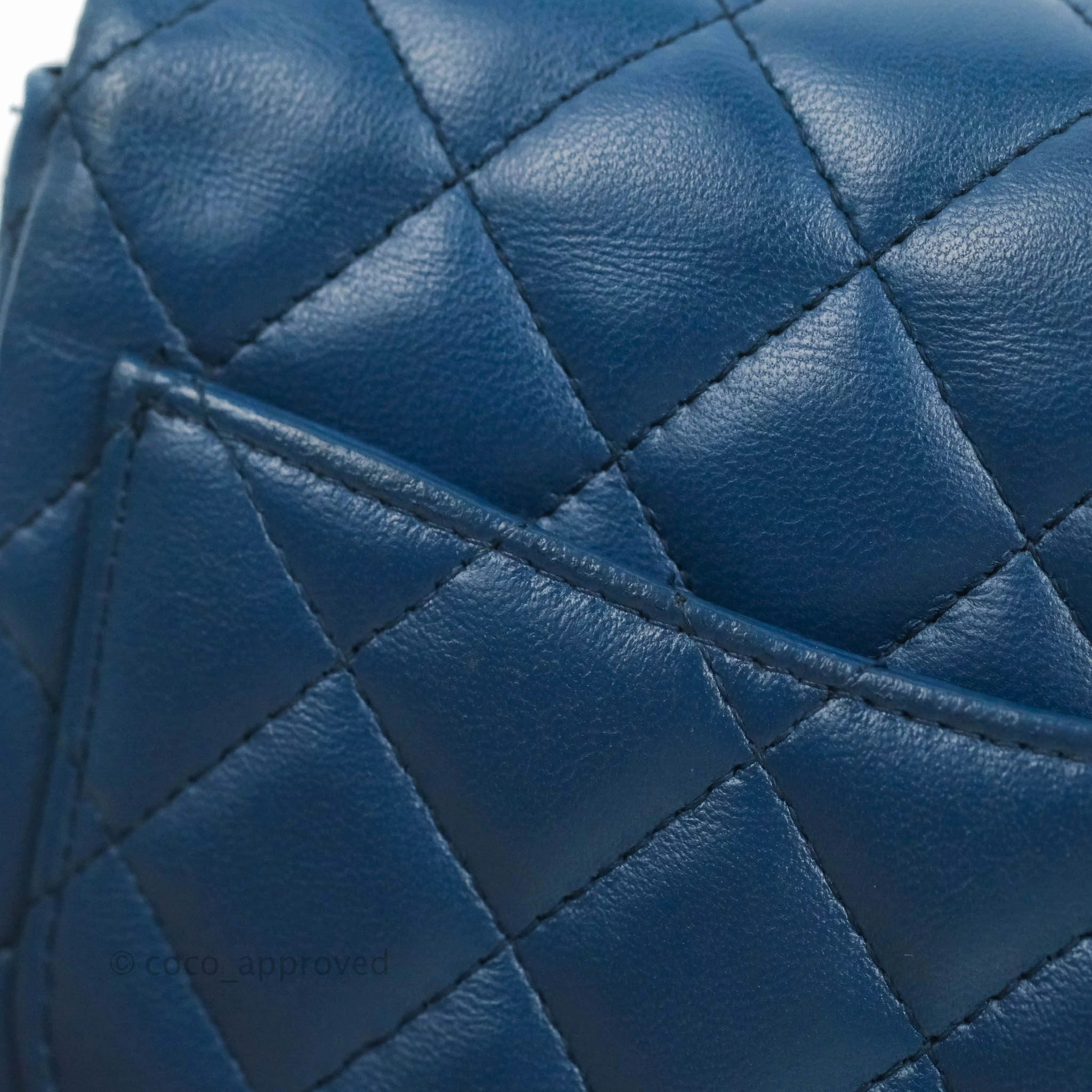 Chanel Quilted Mini Square Blue Lambskin Gold Hardware