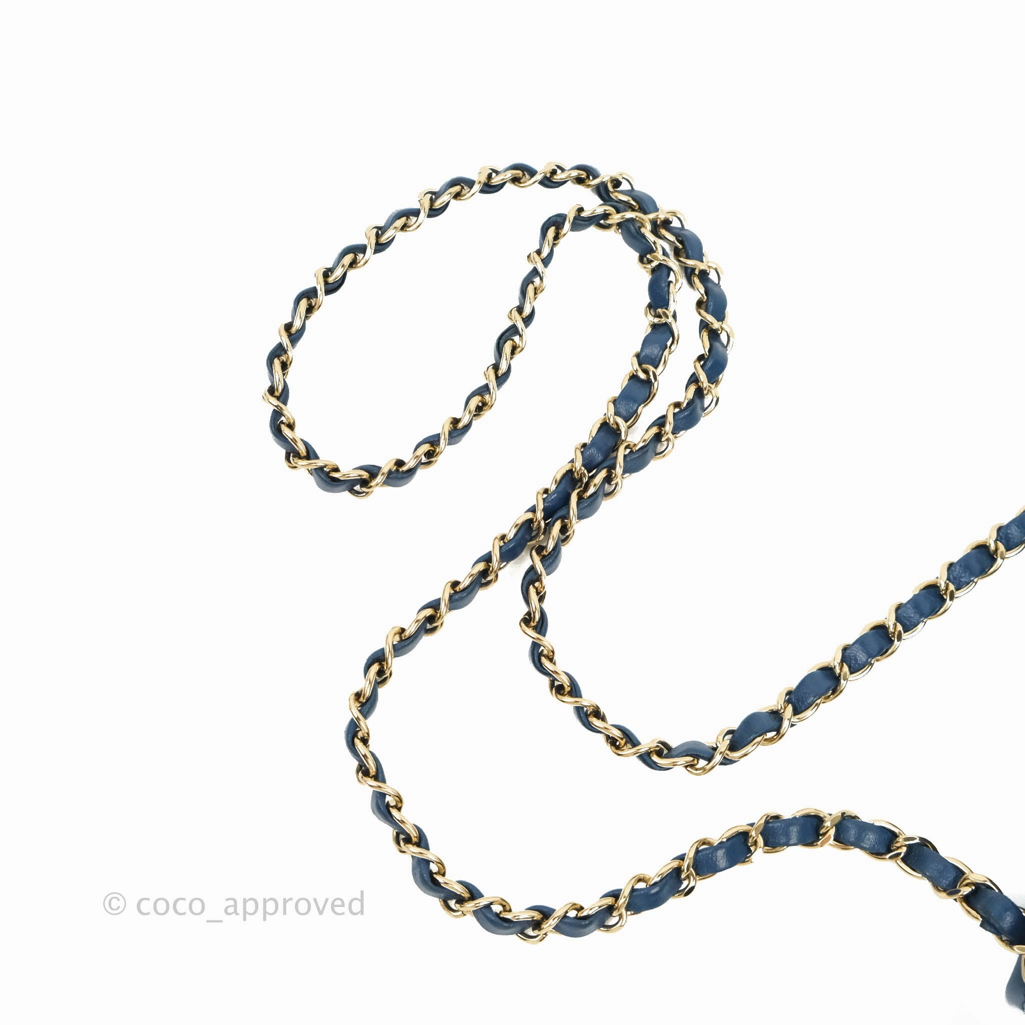 Chanel Quilted Mini Square Blue Lambskin Gold Hardware