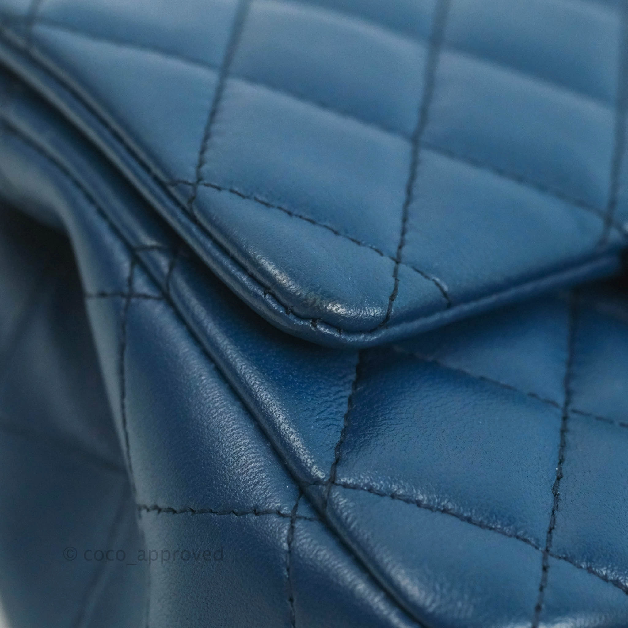Chanel Quilted Mini Square Blue Lambskin Gold Hardware