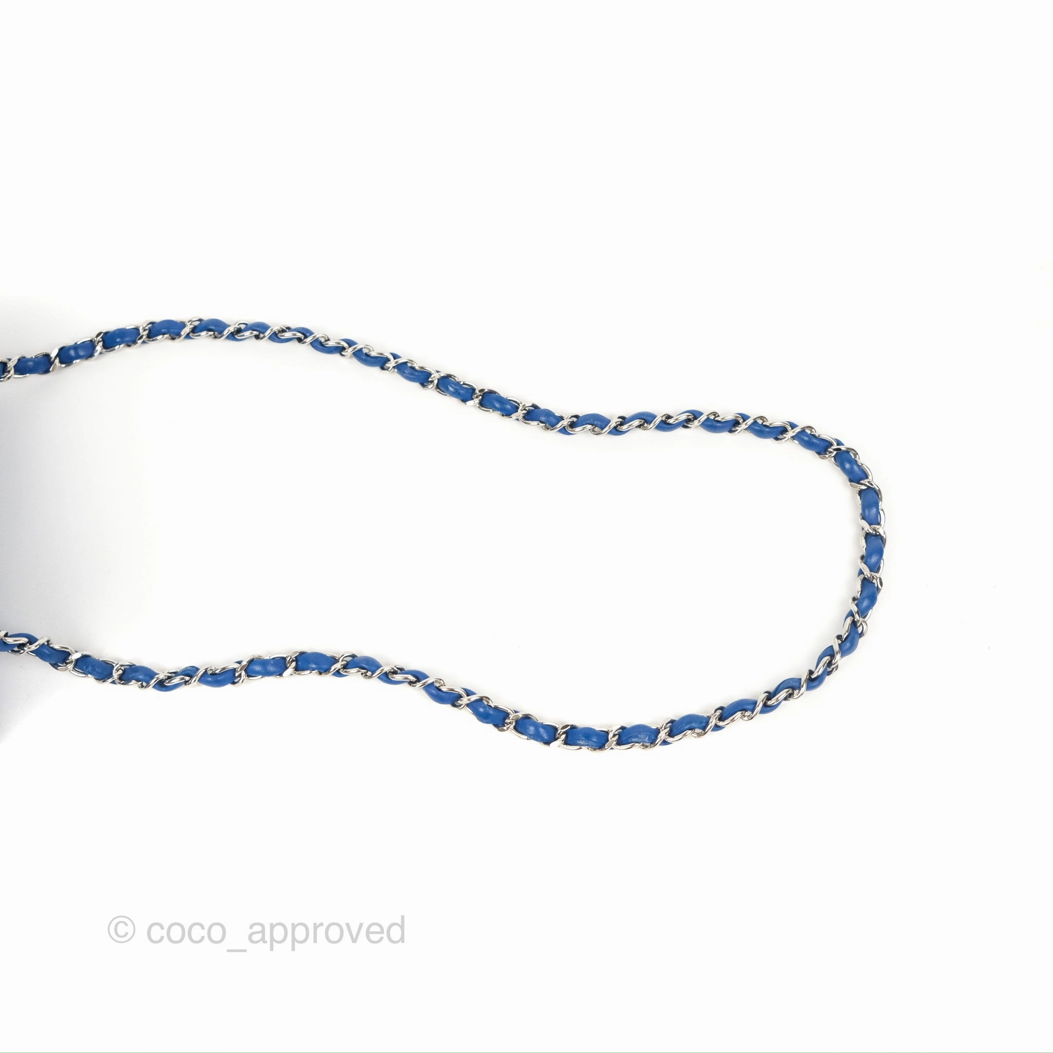 Chanel Quilted Mini Square Blue Lambskin Silver Hardware