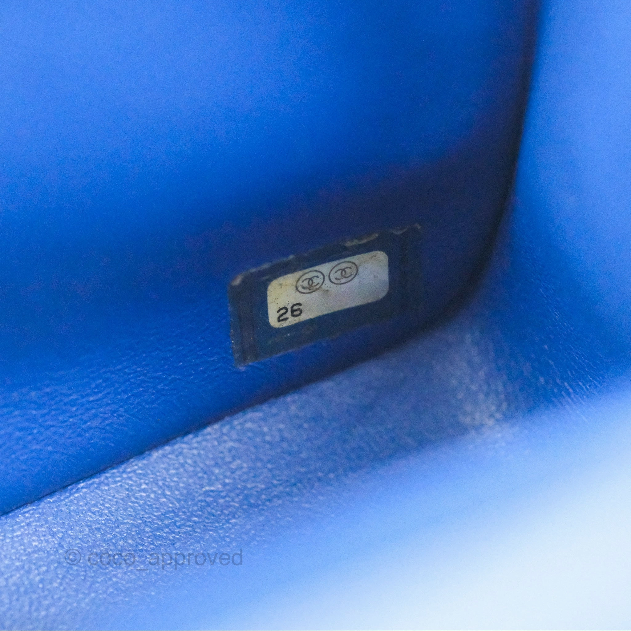 Chanel Quilted Mini Square Blue Lambskin Silver Hardware