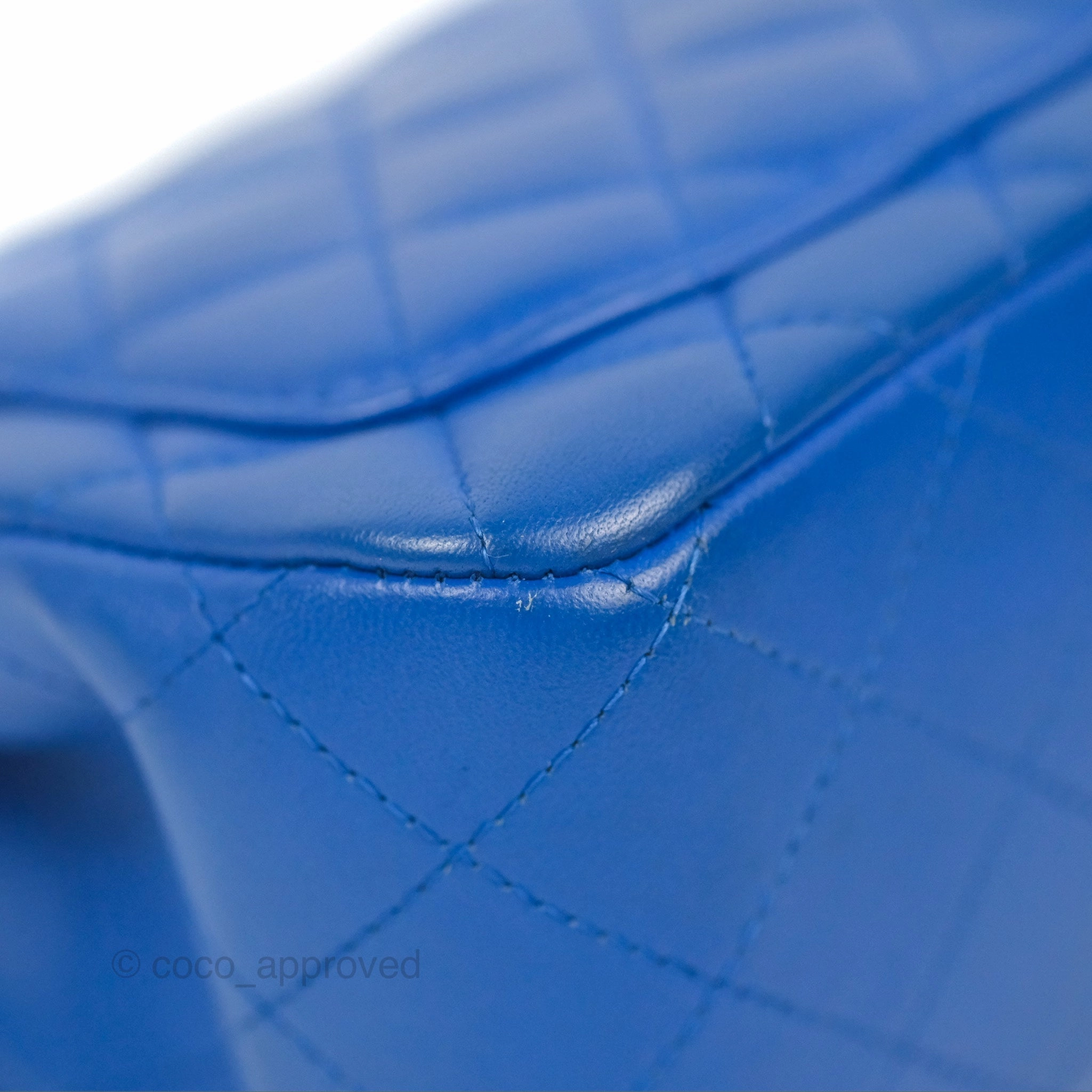 Chanel Quilted Mini Square Blue Lambskin Silver Hardware