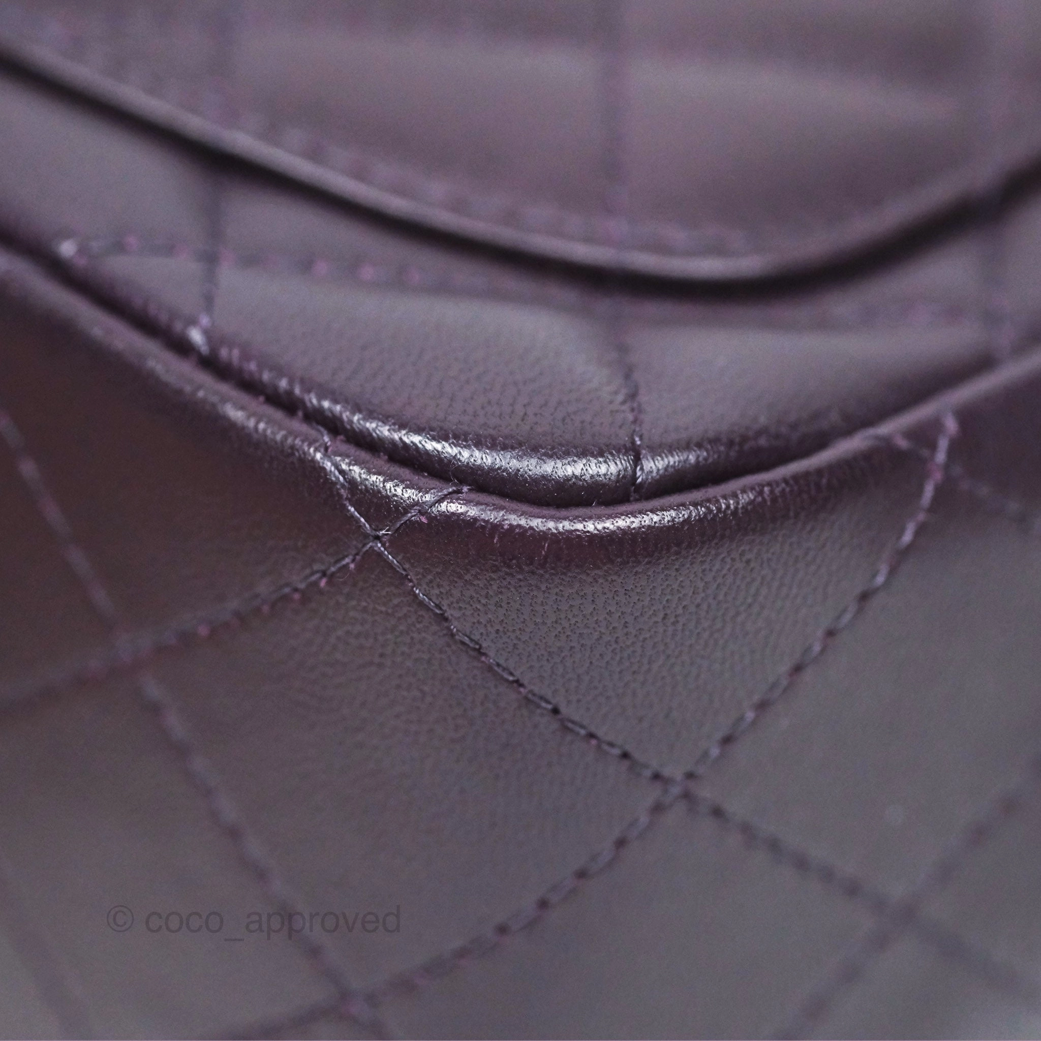 Chanel Quilted Mini Square Dark Purple Lambskin Silver Hardware