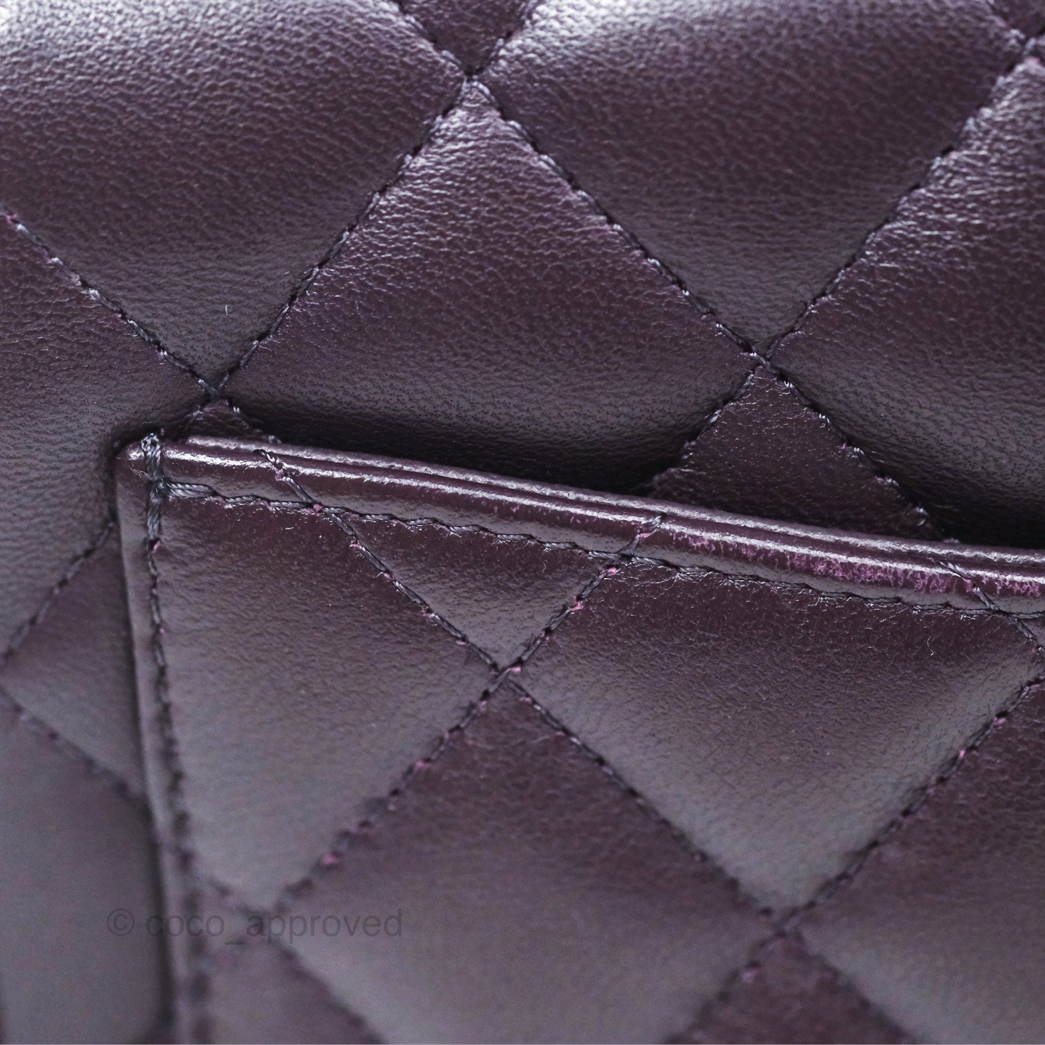 Chanel Quilted Mini Square Dark Purple Lambskin Silver Hardware