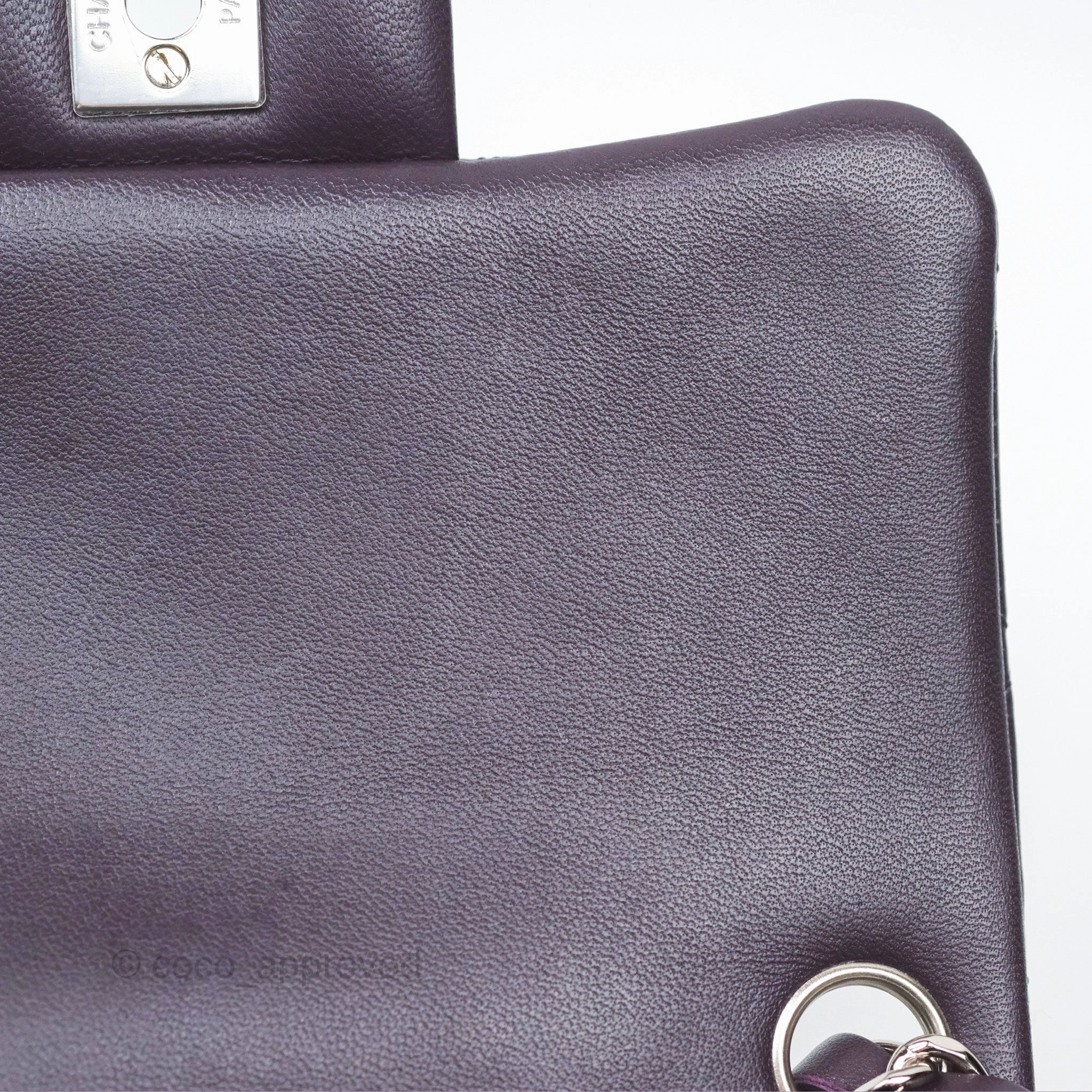 Chanel Quilted Mini Square Dark Purple Lambskin Silver Hardware