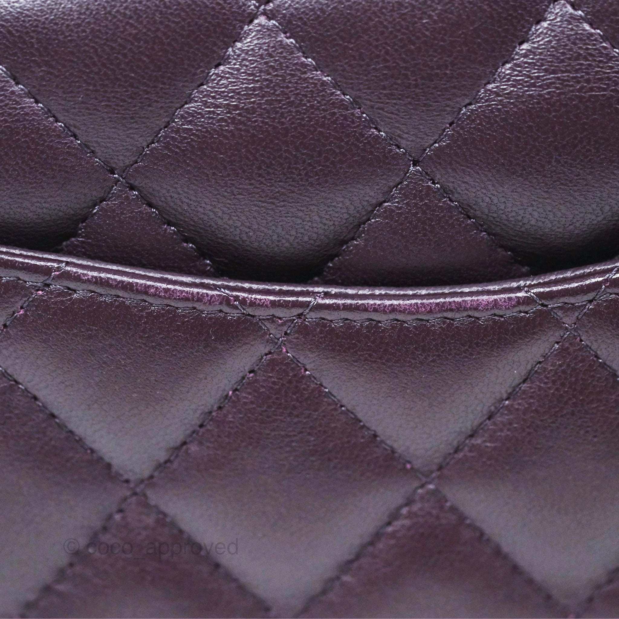 Chanel Quilted Mini Square Dark Purple Lambskin Silver Hardware