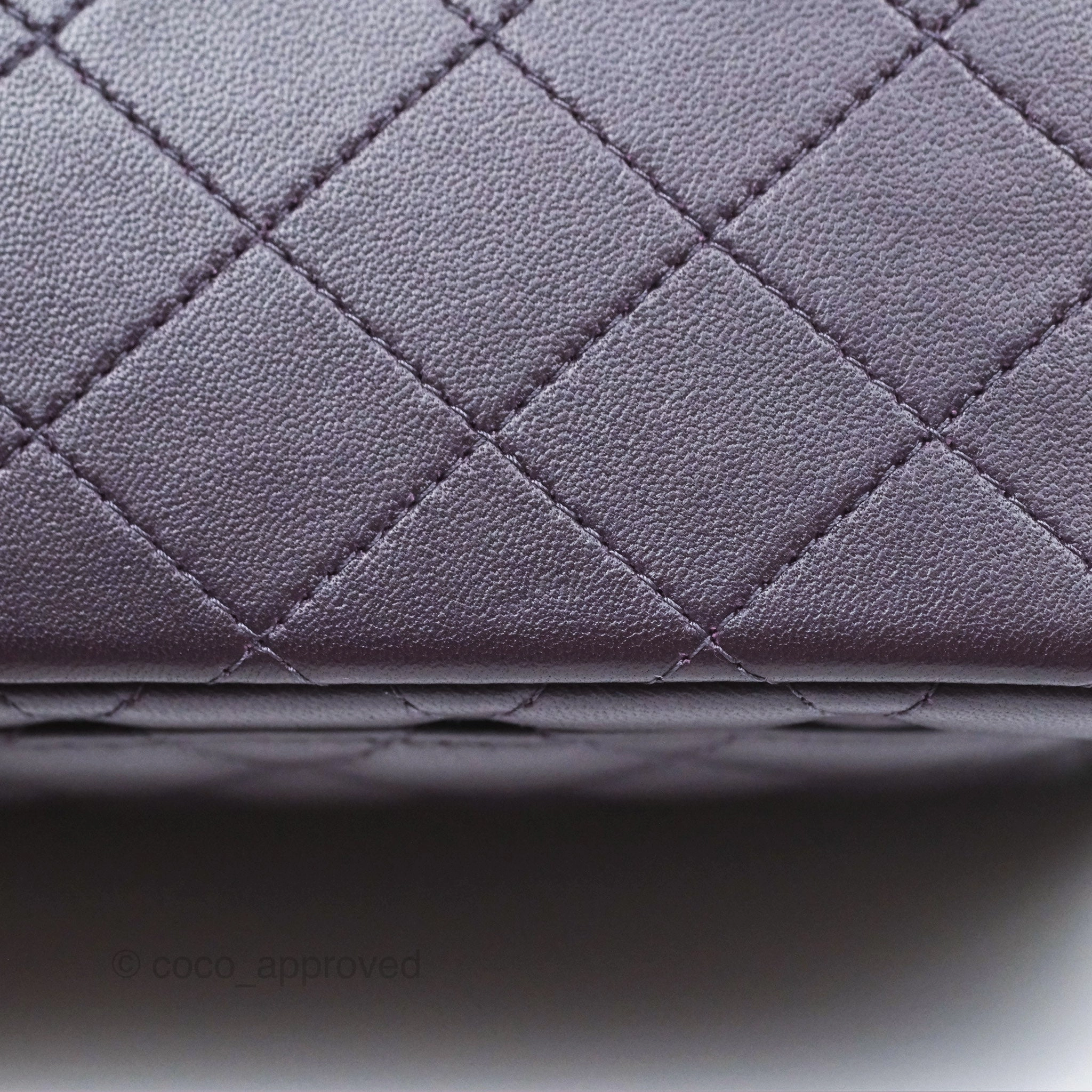 Chanel Quilted Mini Square Dark Purple Lambskin Silver Hardware