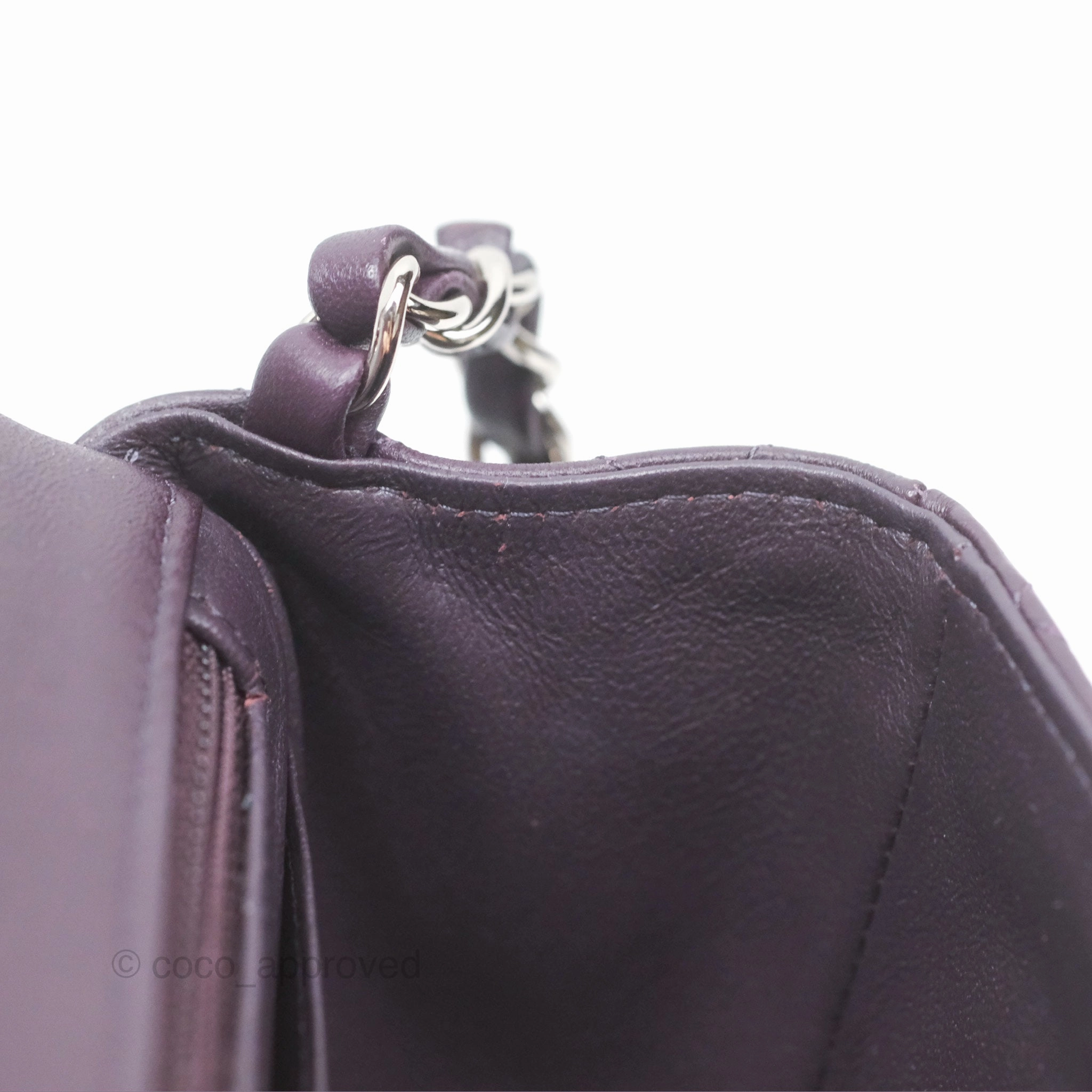 Chanel Quilted Mini Square Dark Purple Lambskin Silver Hardware