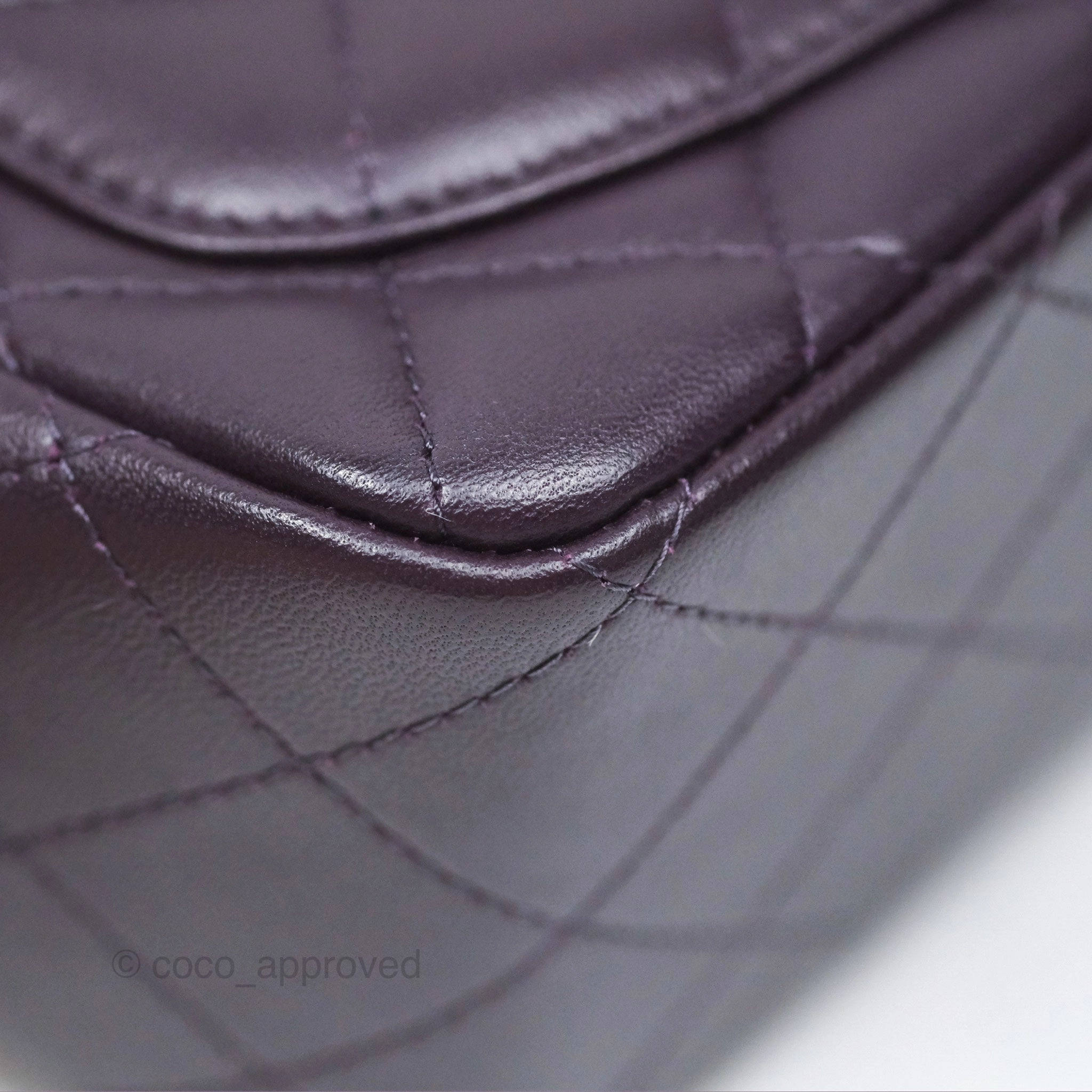 Chanel Quilted Mini Square Dark Purple Lambskin Silver Hardware