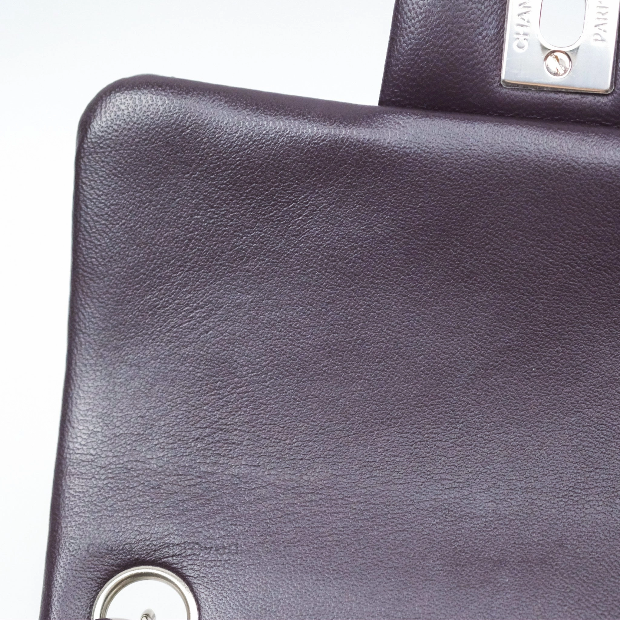Chanel Quilted Mini Square Dark Purple Lambskin Silver Hardware