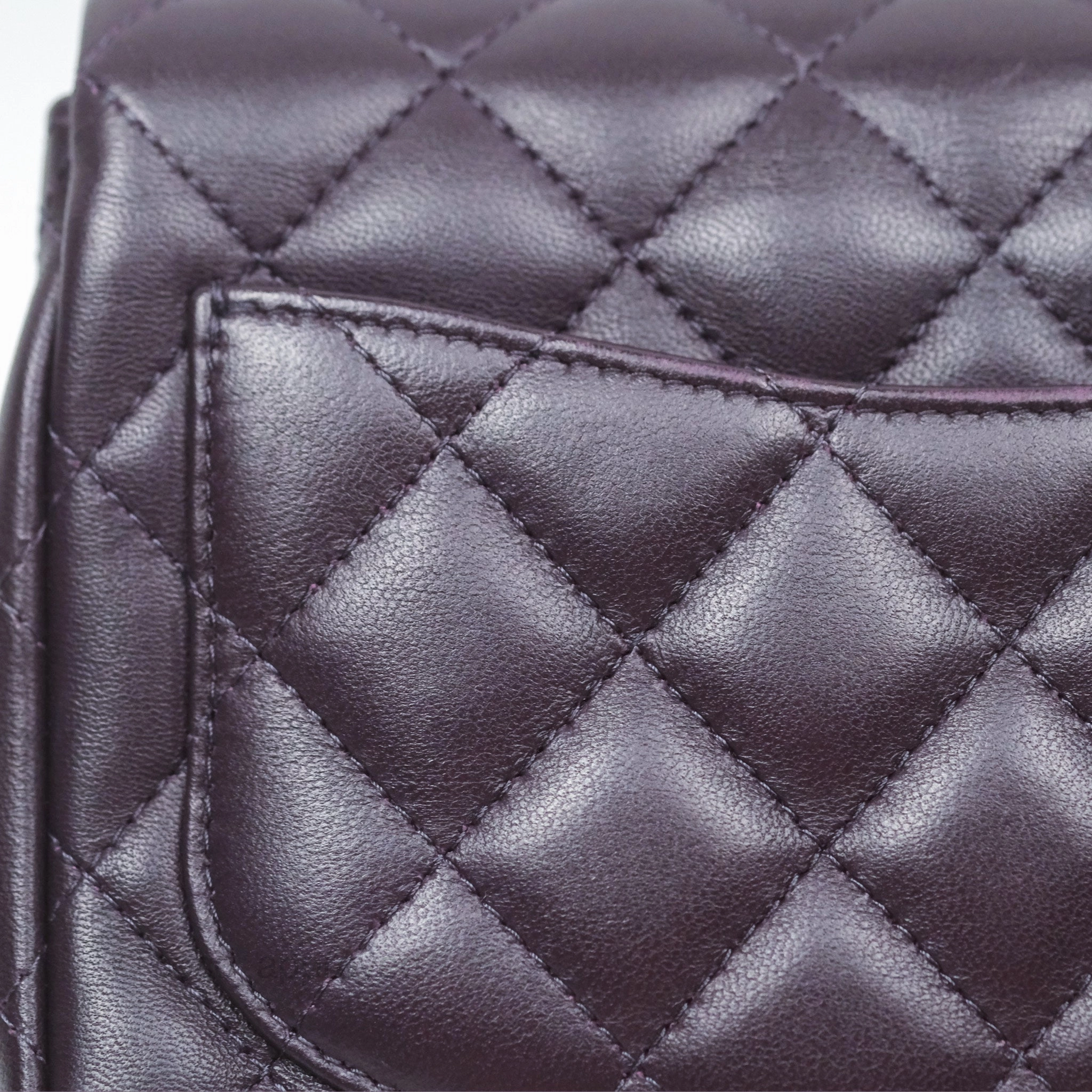 Chanel Quilted Mini Square Dark Purple Lambskin Silver Hardware