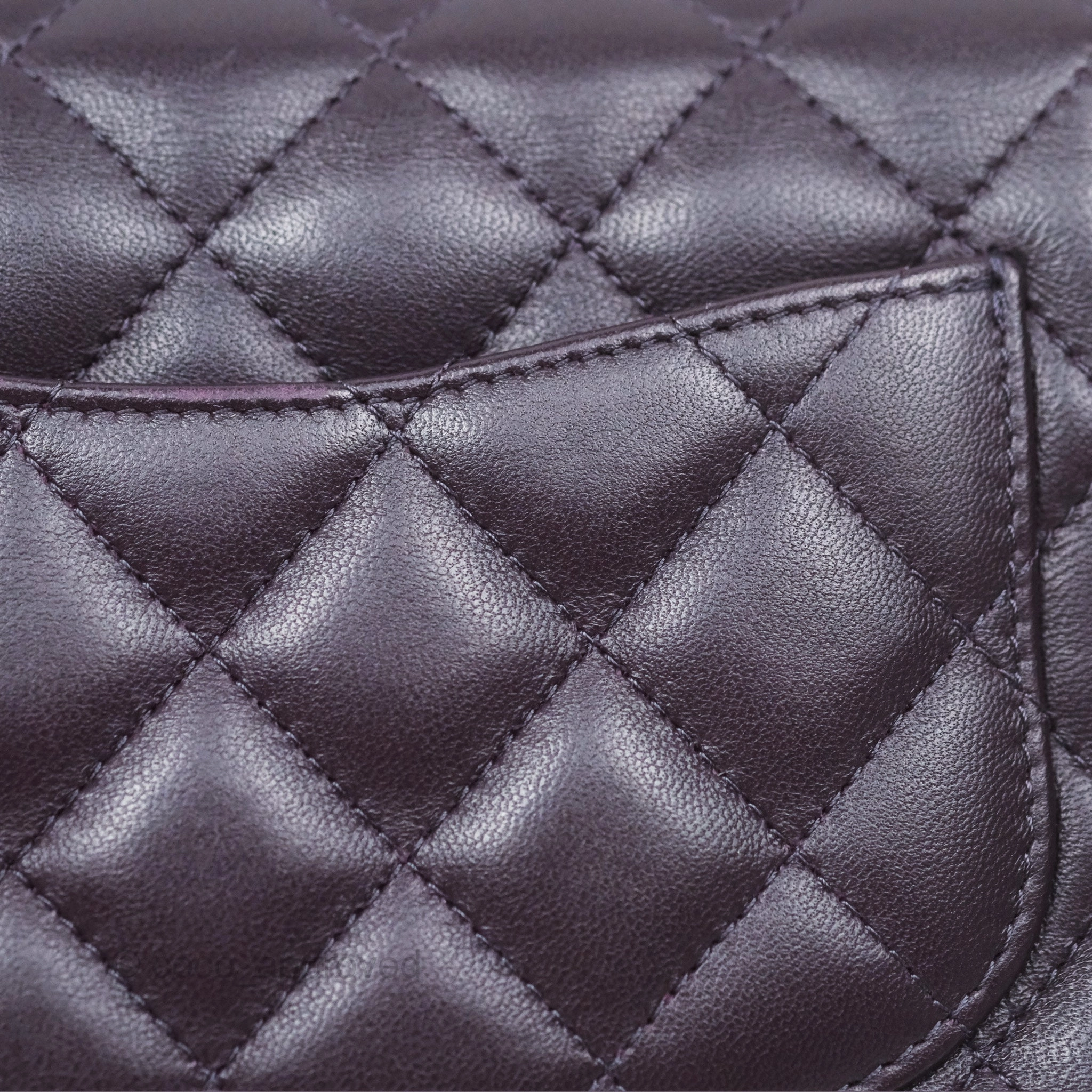 Chanel Quilted Mini Square Dark Purple Lambskin Silver Hardware