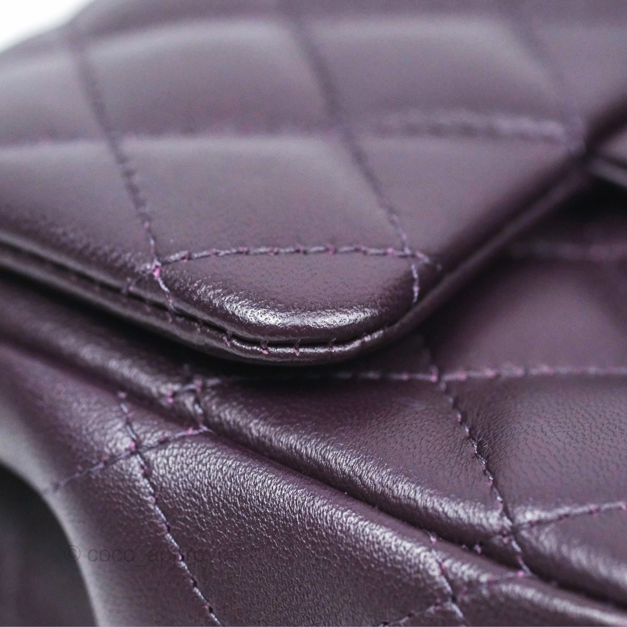 Chanel Quilted Mini Square Dark Purple Lambskin Silver Hardware