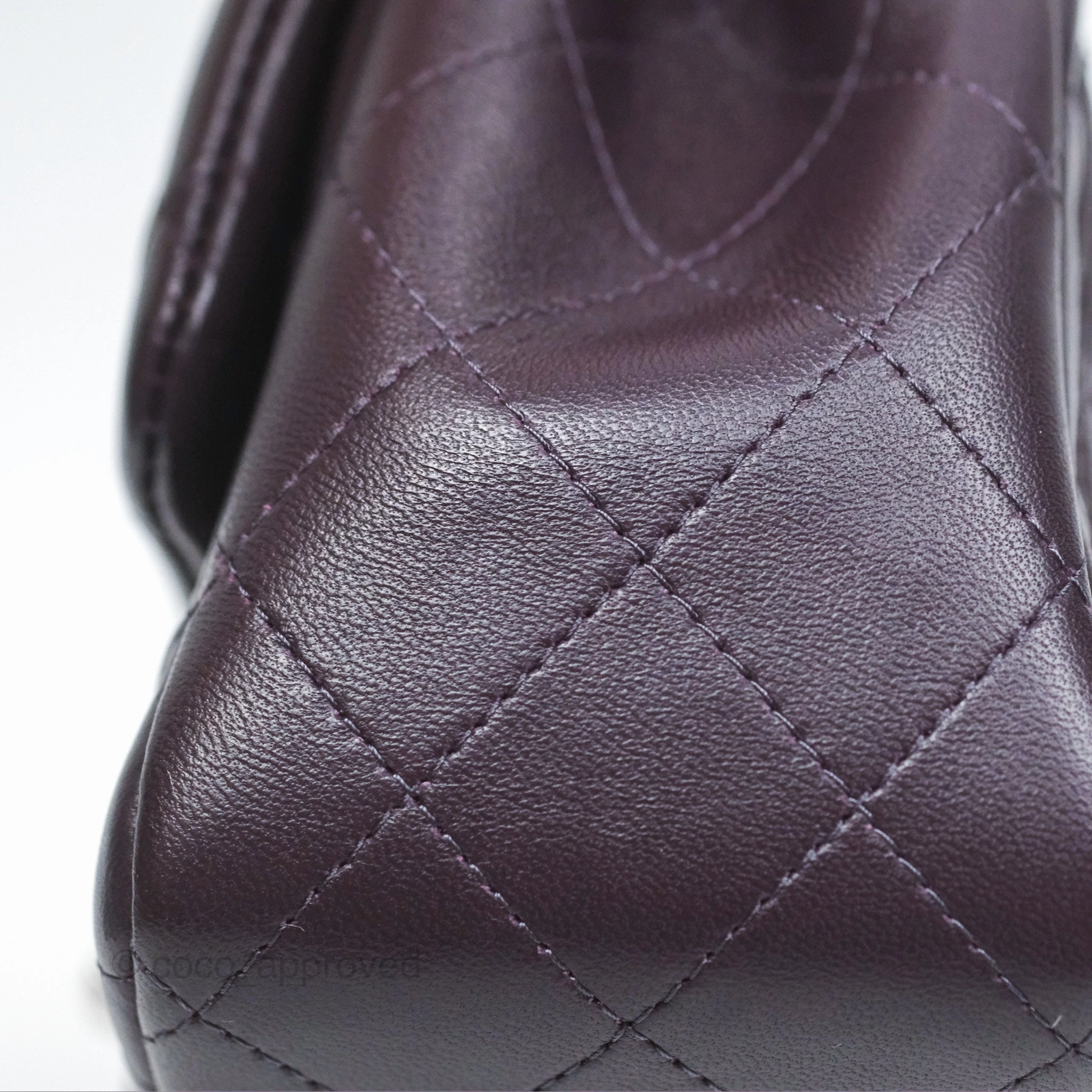 Chanel Quilted Mini Square Dark Purple Lambskin Silver Hardware