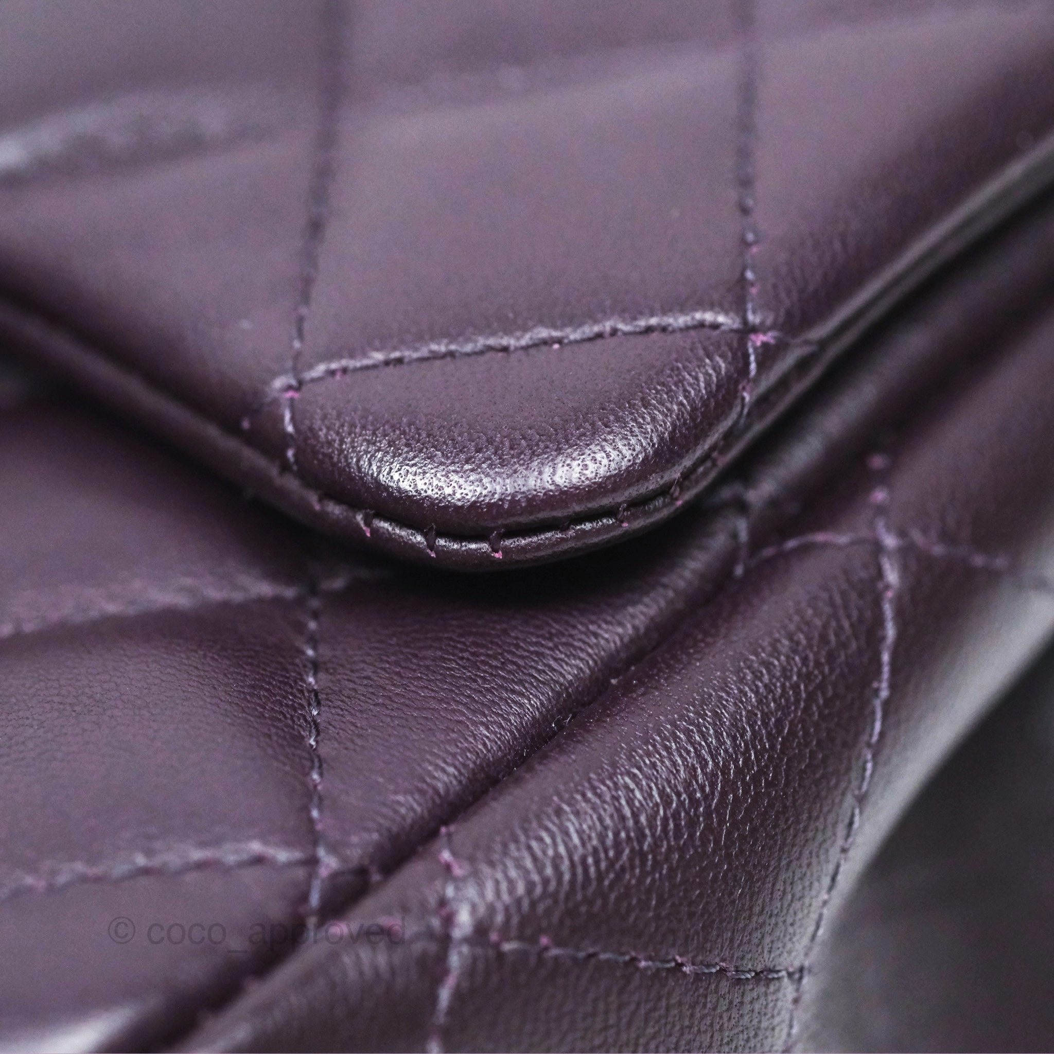 Chanel Quilted Mini Square Dark Purple Lambskin Silver Hardware