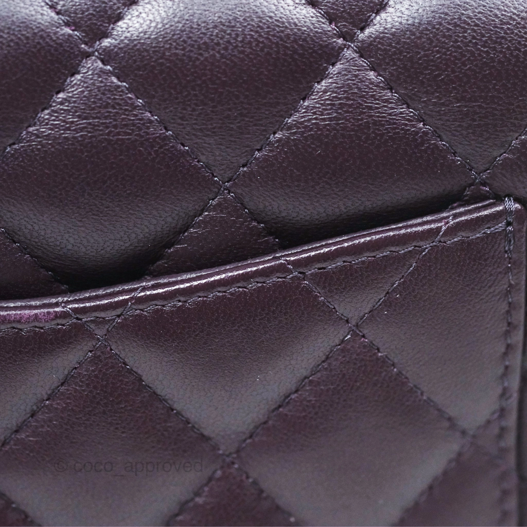 Chanel Quilted Mini Square Dark Purple Lambskin Silver Hardware