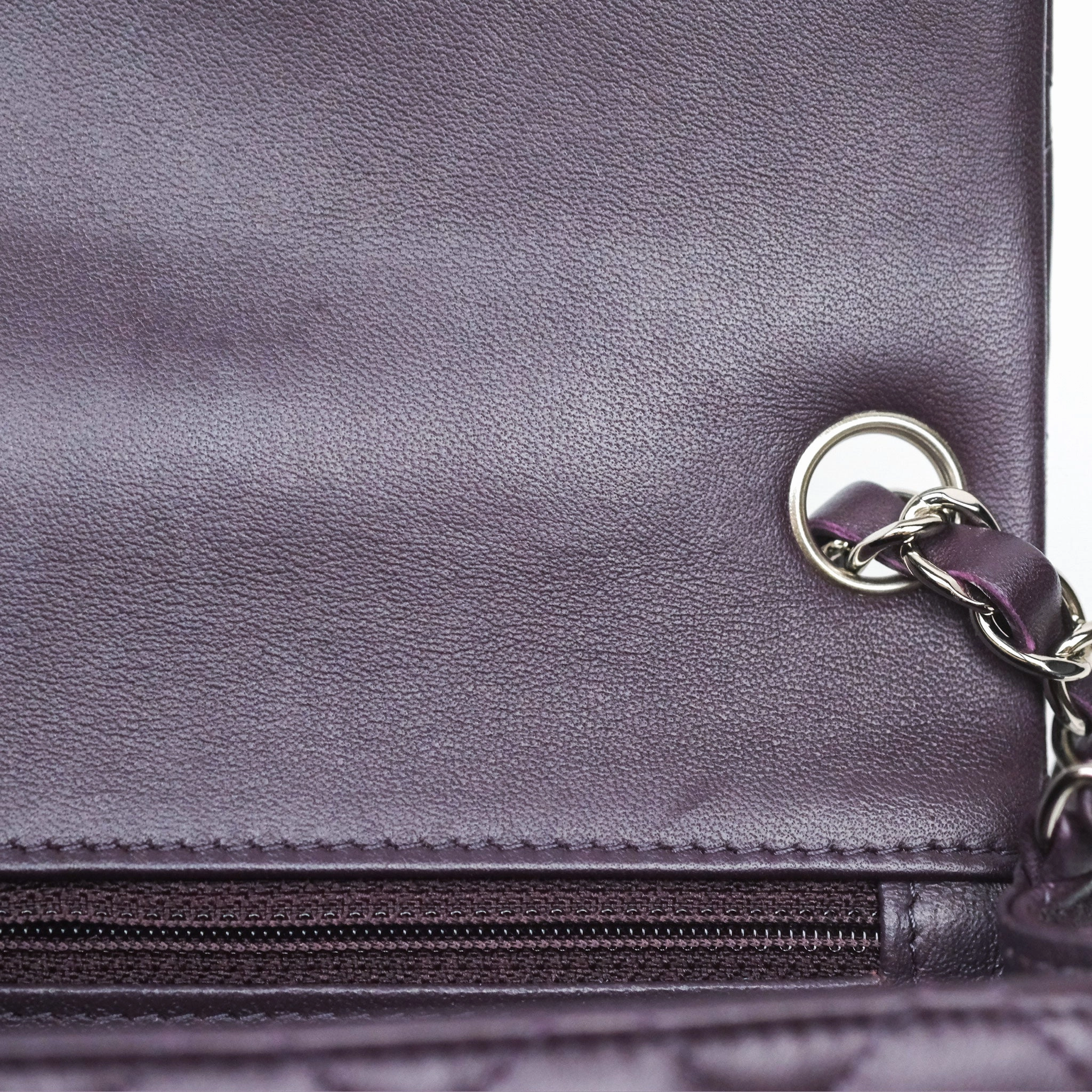Chanel Quilted Mini Square Dark Purple Lambskin Silver Hardware