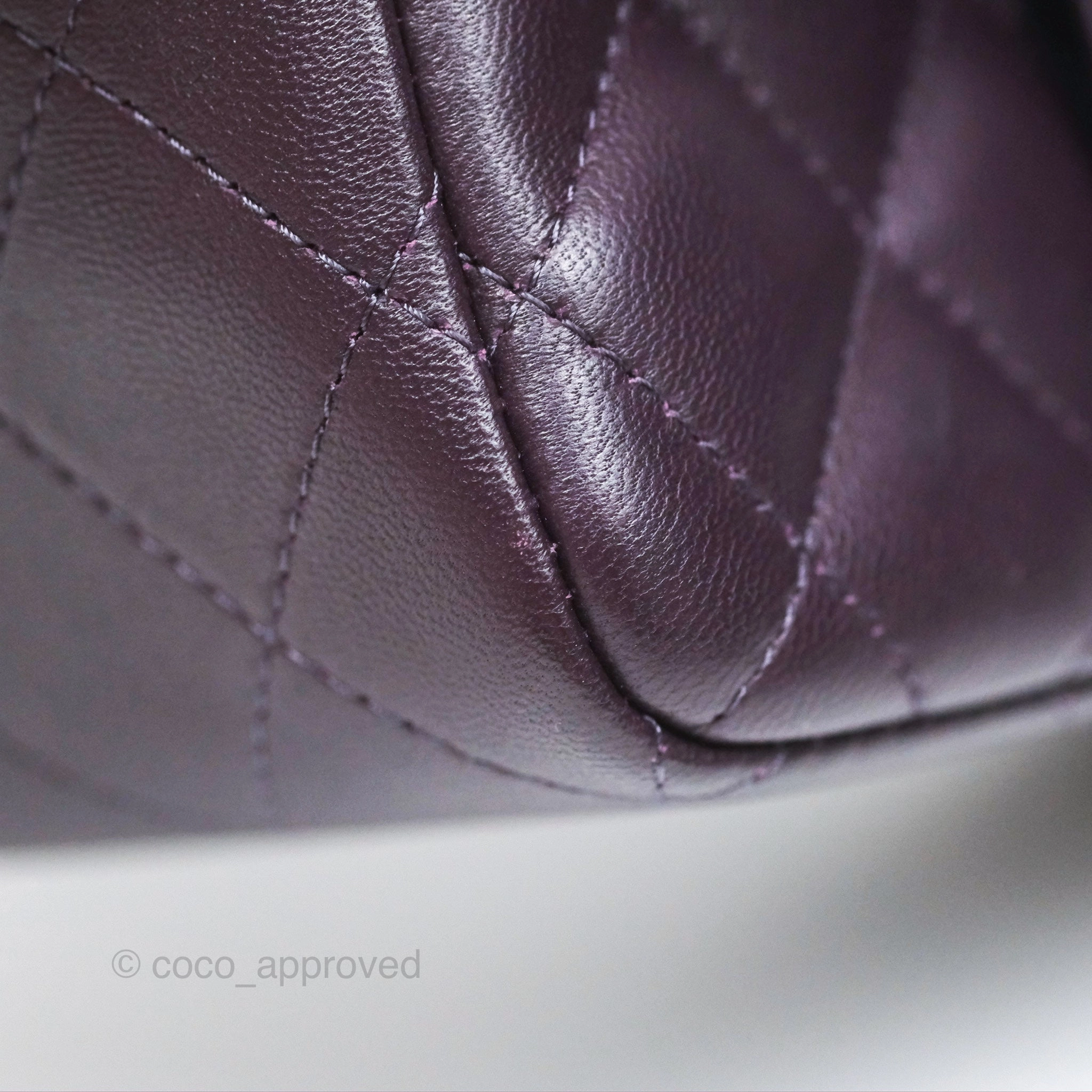 Chanel Quilted Mini Square Dark Purple Lambskin Silver Hardware
