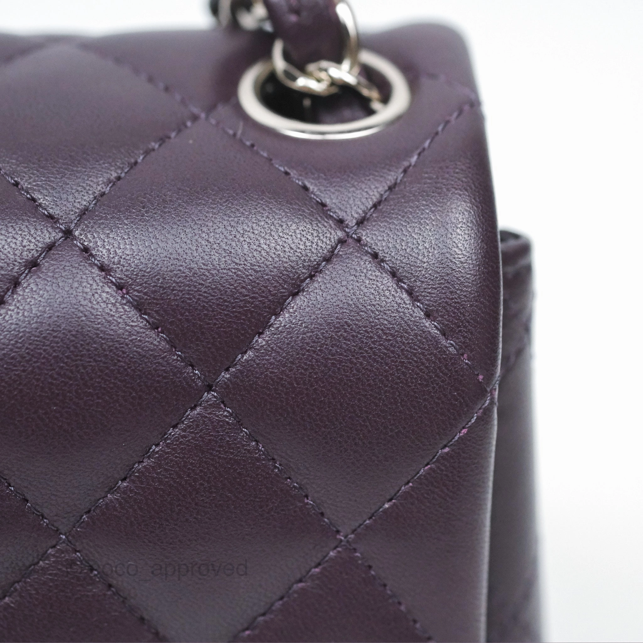 Chanel Quilted Mini Square Dark Purple Lambskin Silver Hardware