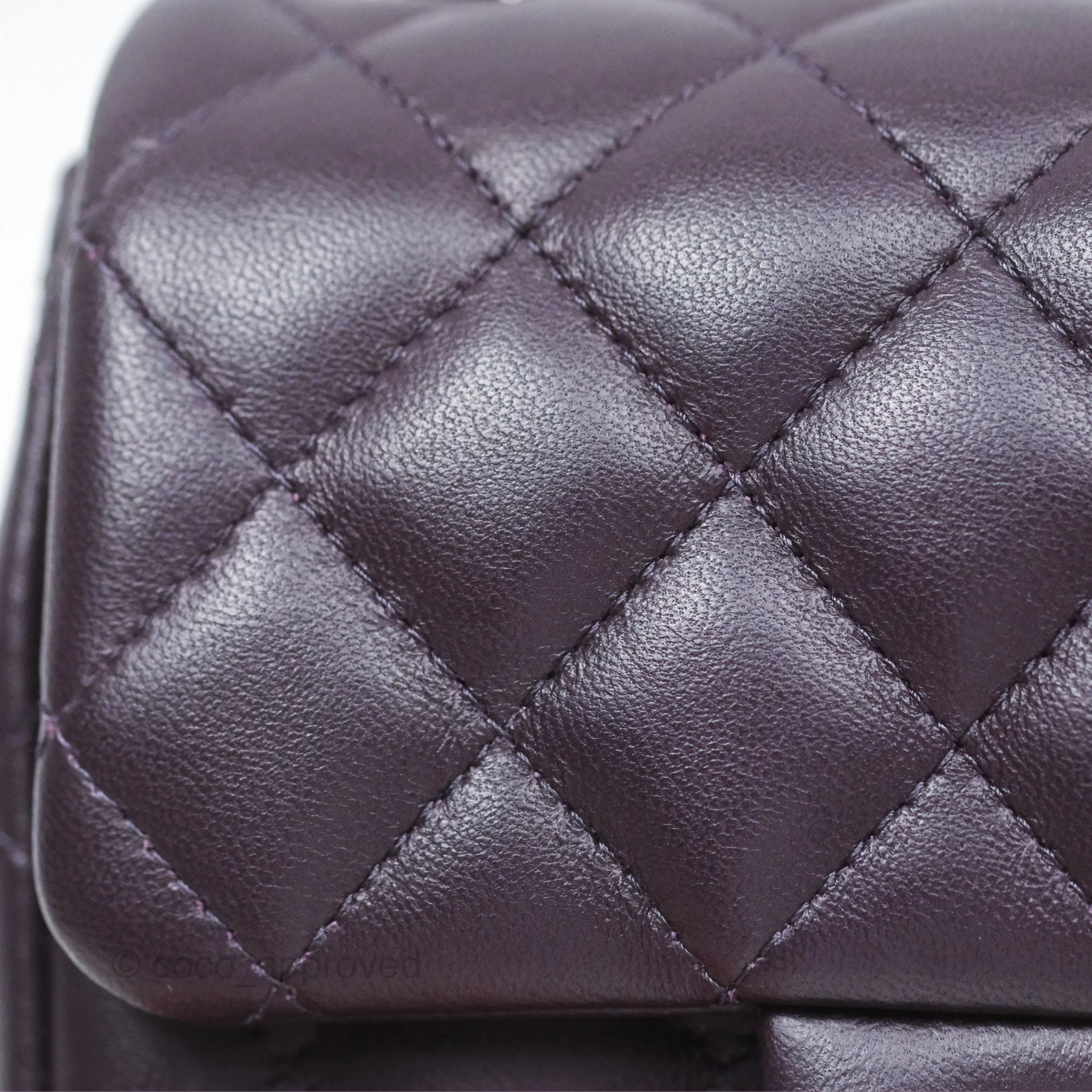 Chanel Quilted Mini Square Dark Purple Lambskin Silver Hardware