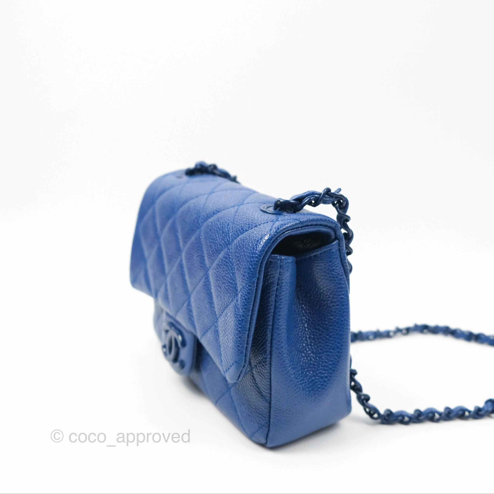 Chanel Quilted Mini Square Flap Bag Dark Blue Caviar Incognito