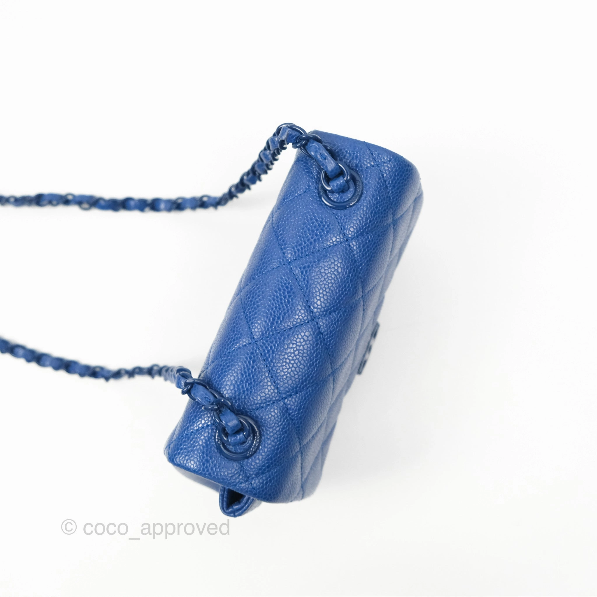 Chanel Quilted Mini Square Flap Bag Dark Blue Caviar Incognito